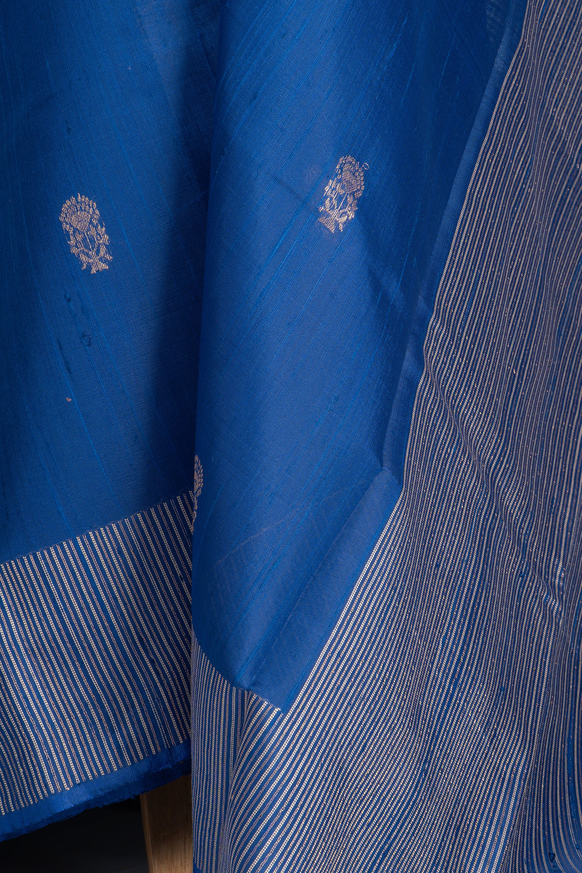 Deep Blue Chhattisgarh Raw Silk Saree