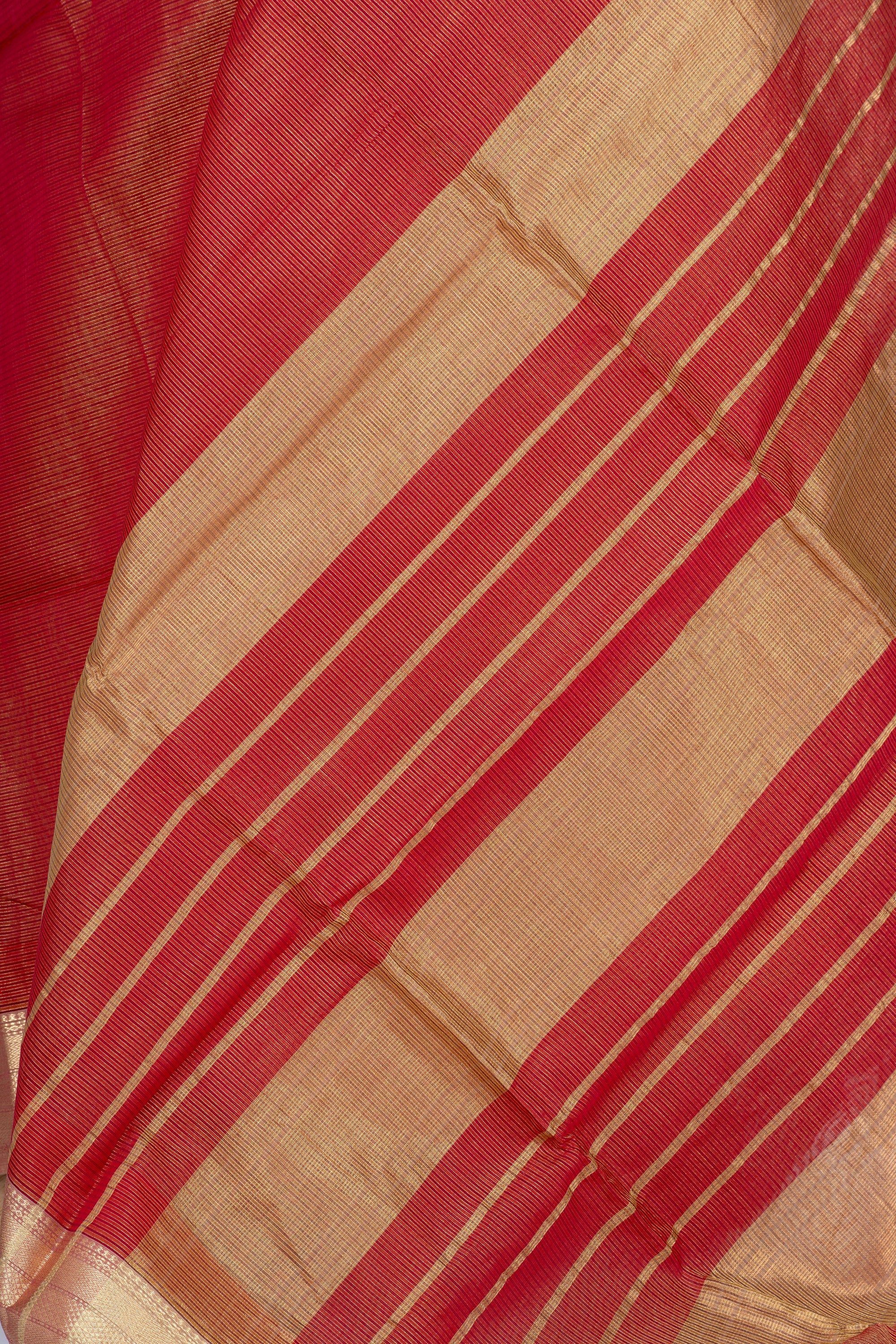 Red Tissue Maheshwari Silk Cotton Saree