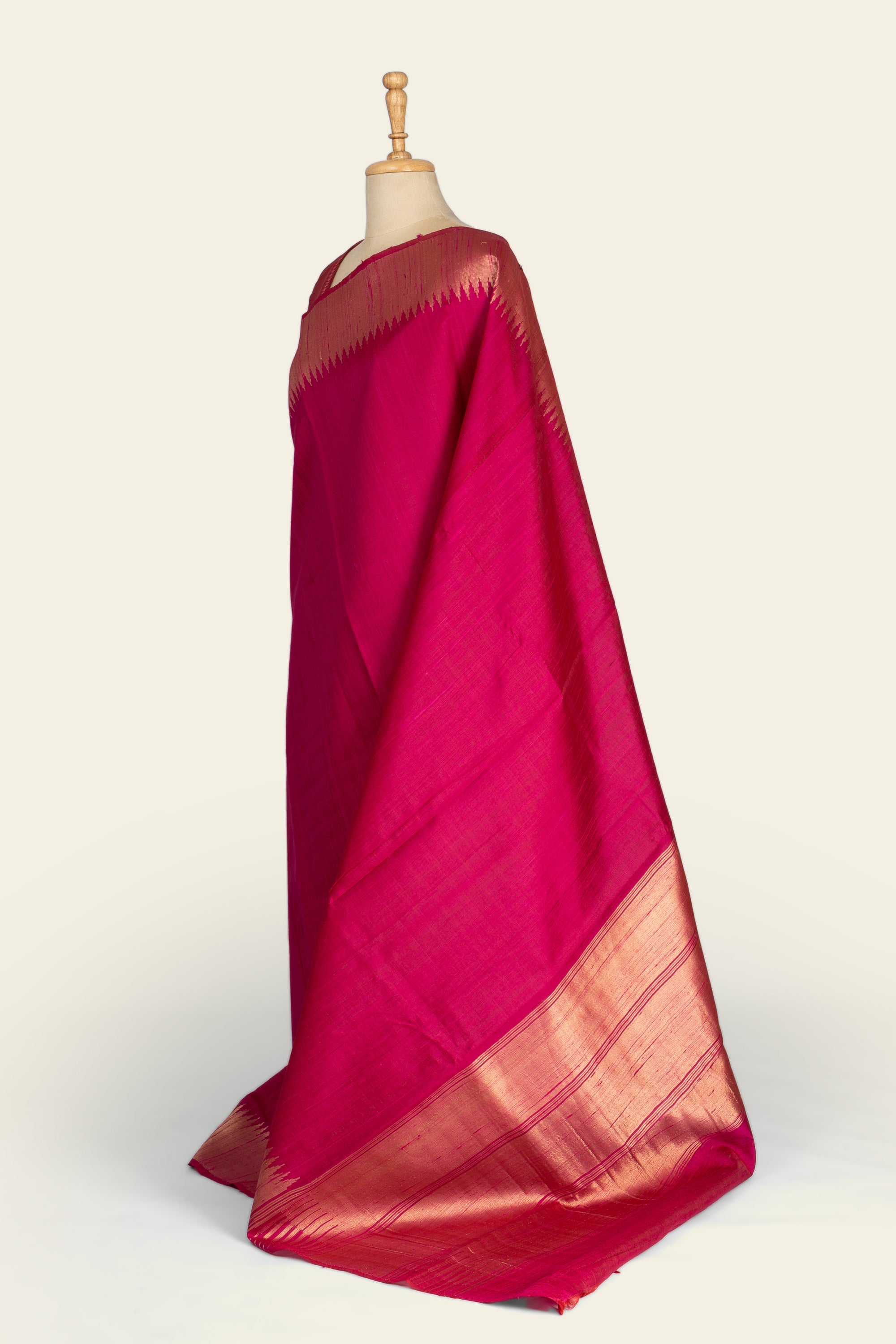 Deep Pink Chhattisgarh Raw Silk Saree