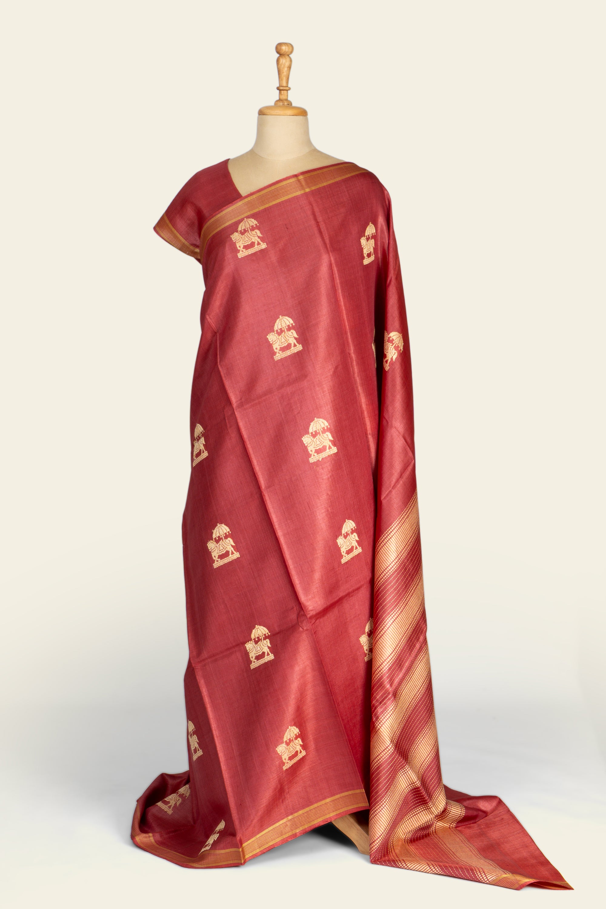 Blush Pink Chhattisgarh Pure Tussar Silk Saree