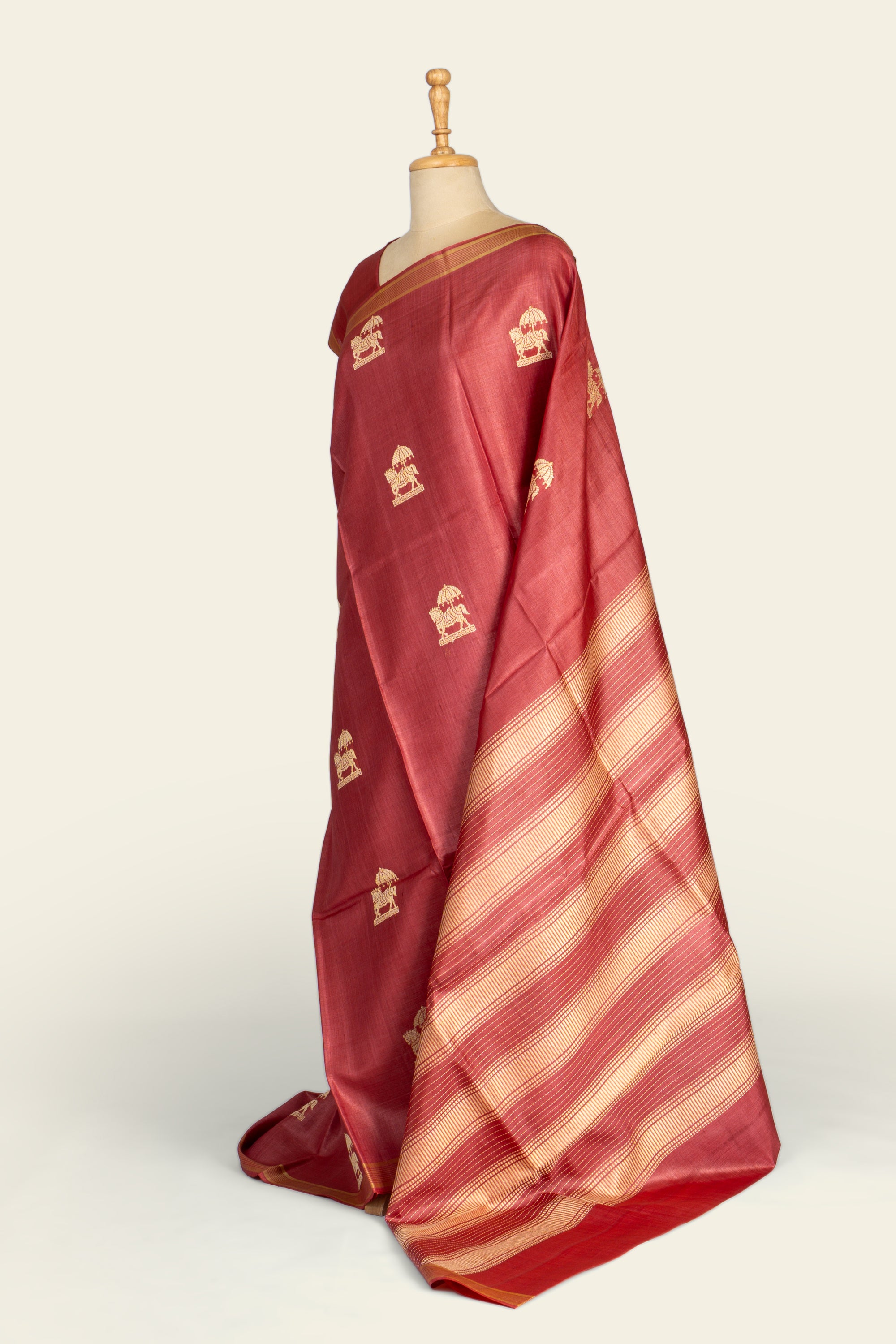 Blush Pink Chhattisgarh Pure Tussar Silk Saree