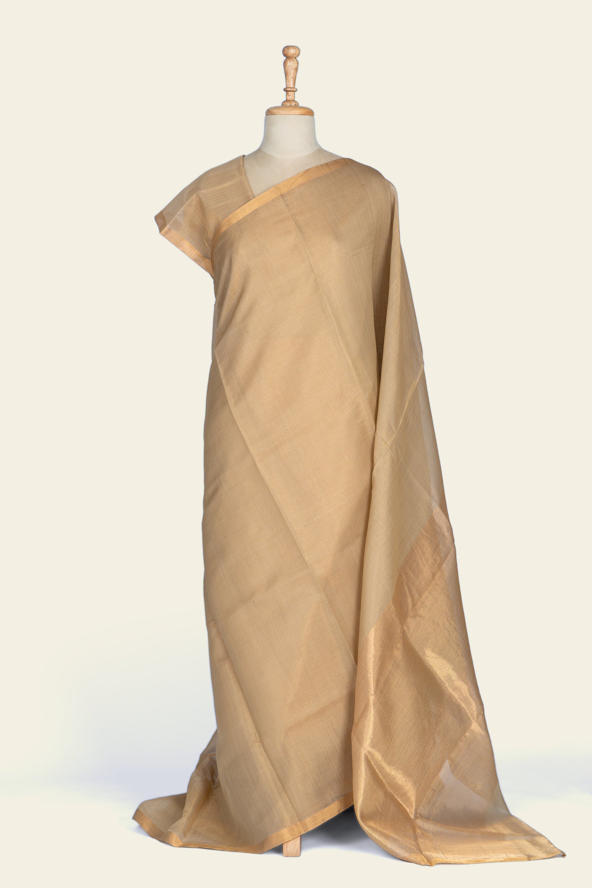 Beige Chanderi Tissue Saree