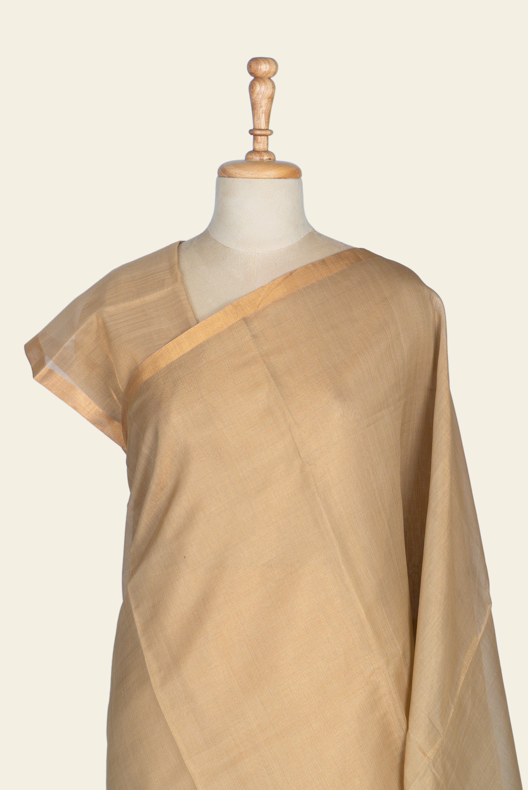 Beige Chanderi Tissue Saree