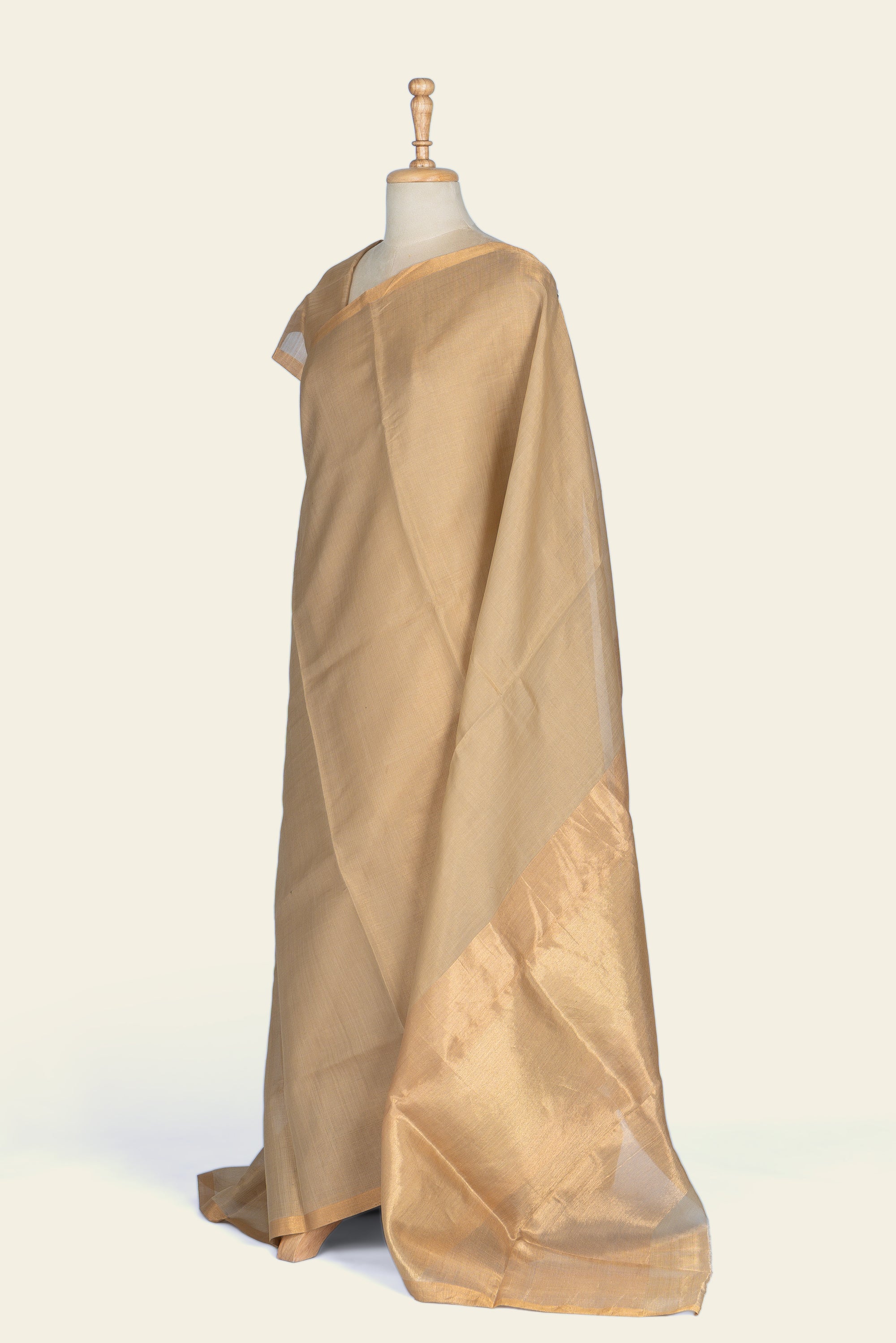 Beige Chanderi Tissue Saree