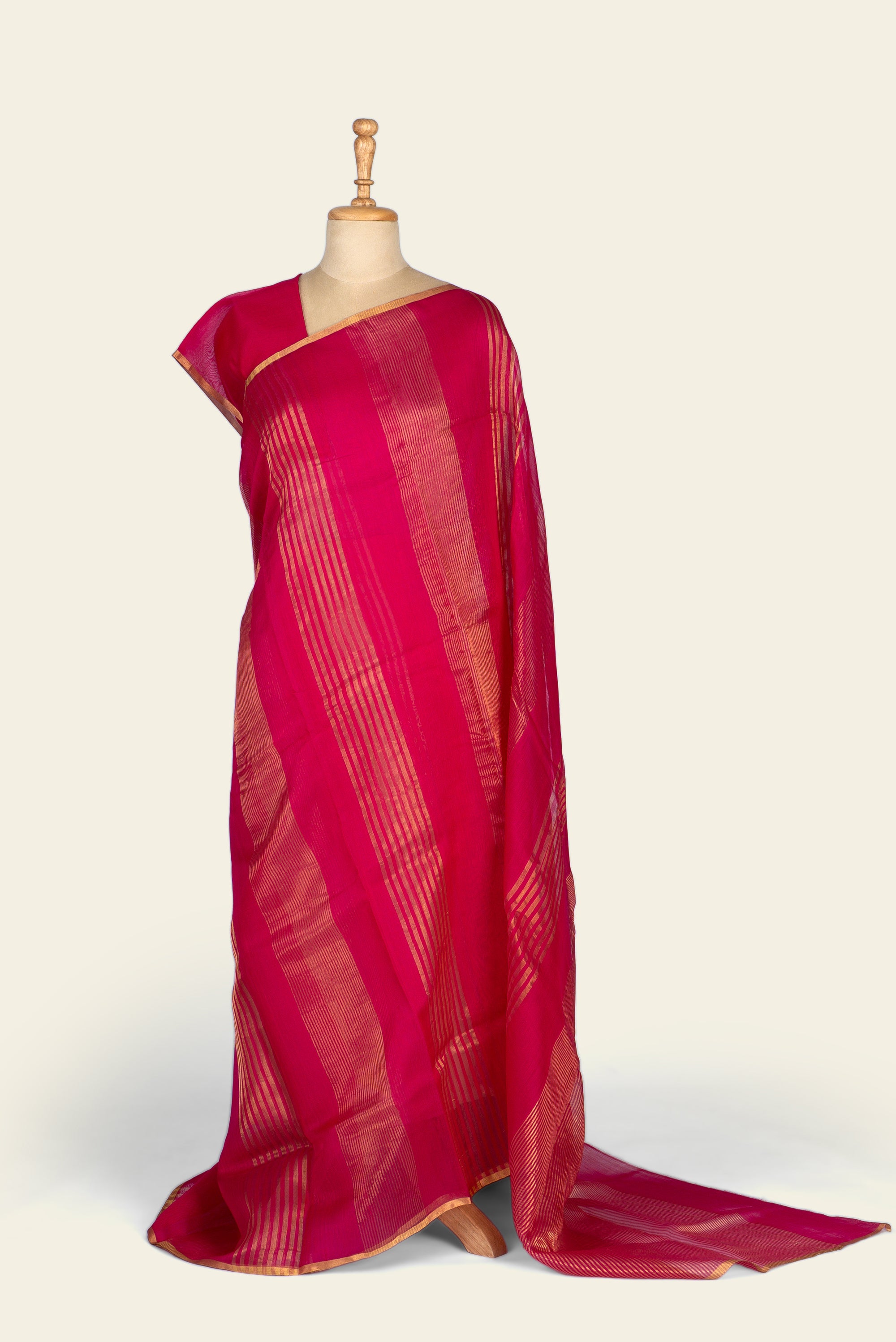 Pink Stripes Chanderi Silk Cotton Saree