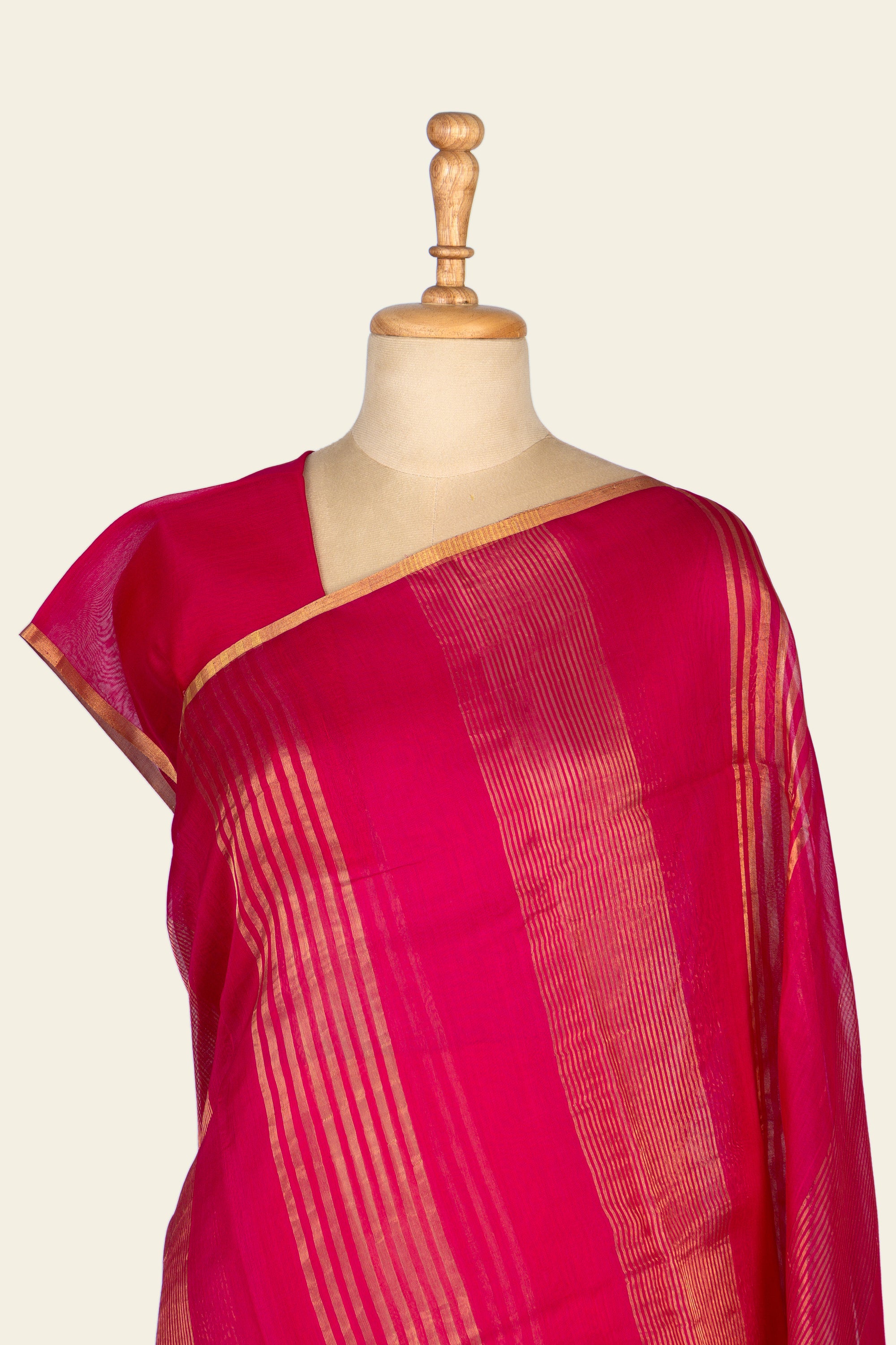 Pink Stripes Chanderi Silk Cotton Saree