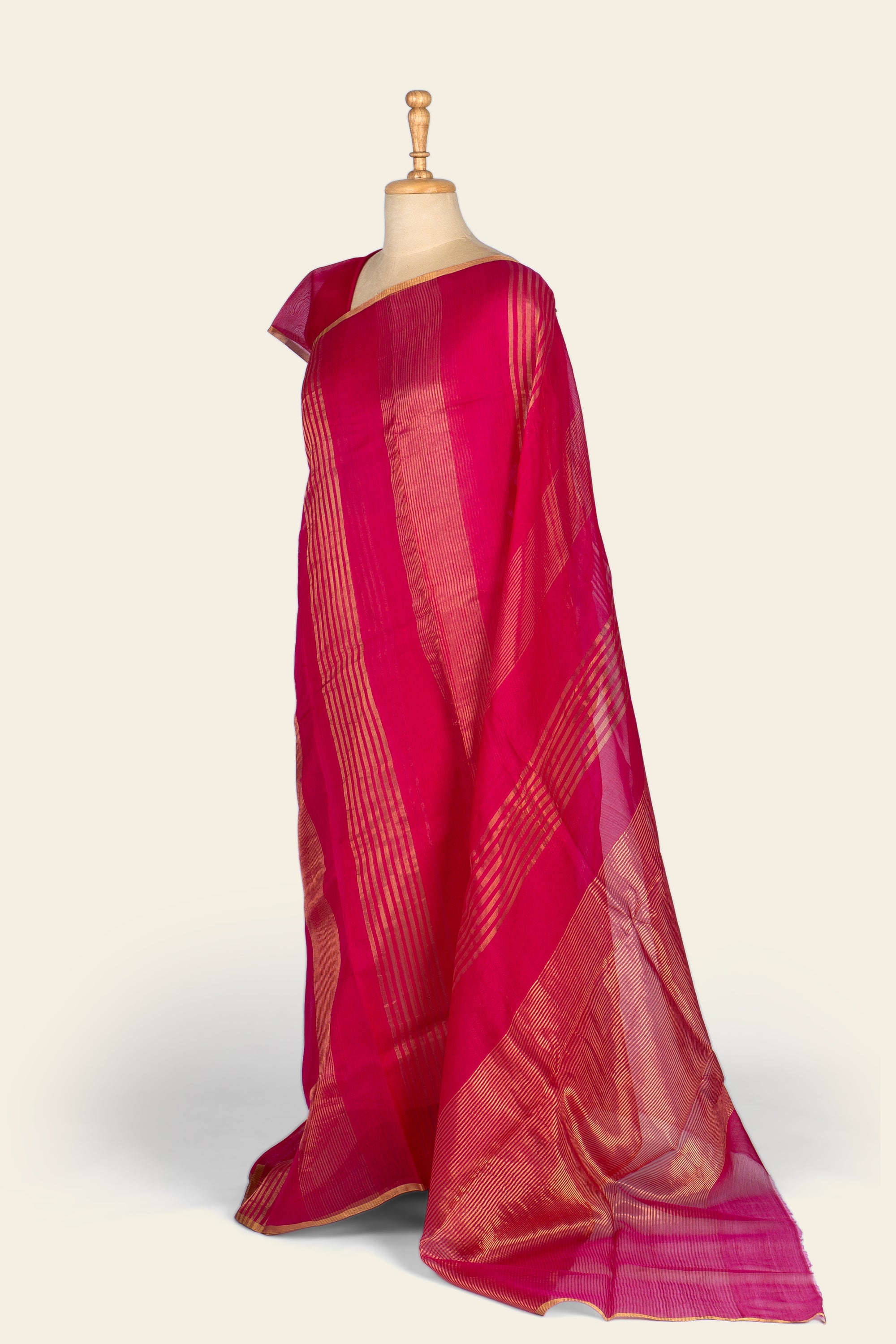 Pink Stripes Chanderi Silk Cotton Saree