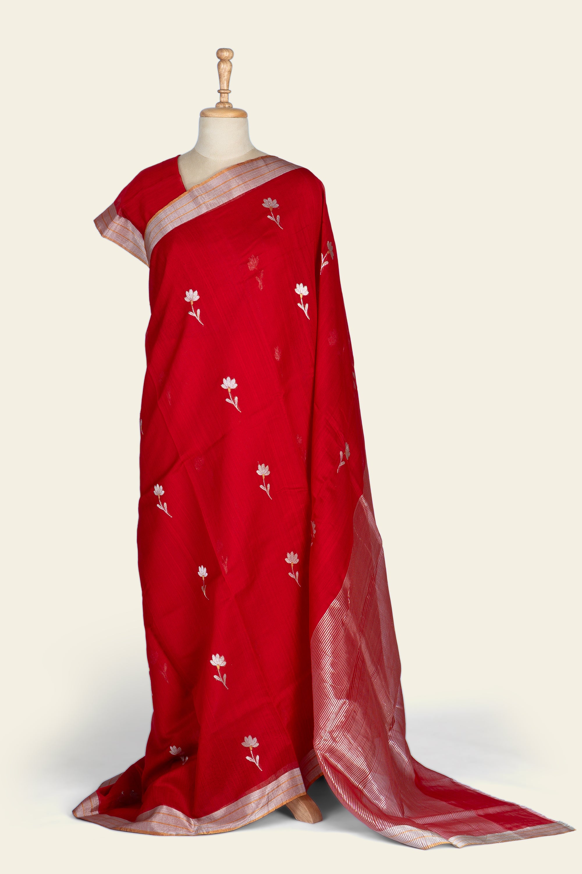 Scarlet Red Chanderi Silk Cotton Saree