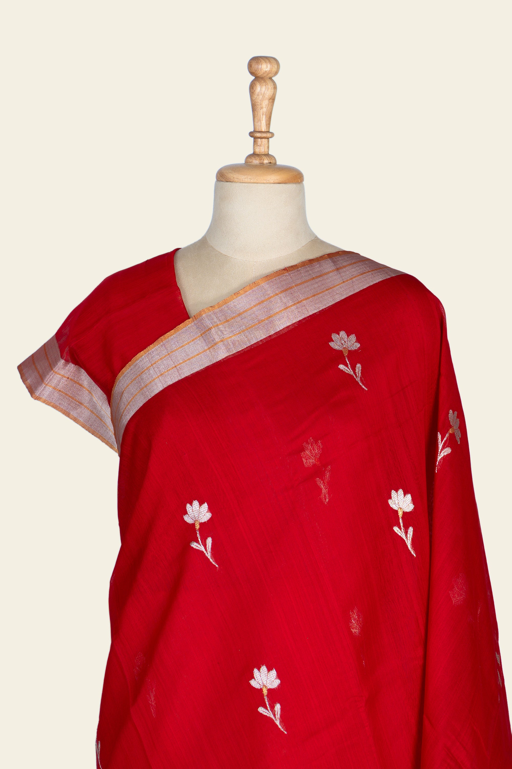 Scarlet Red Chanderi Silk Cotton Saree