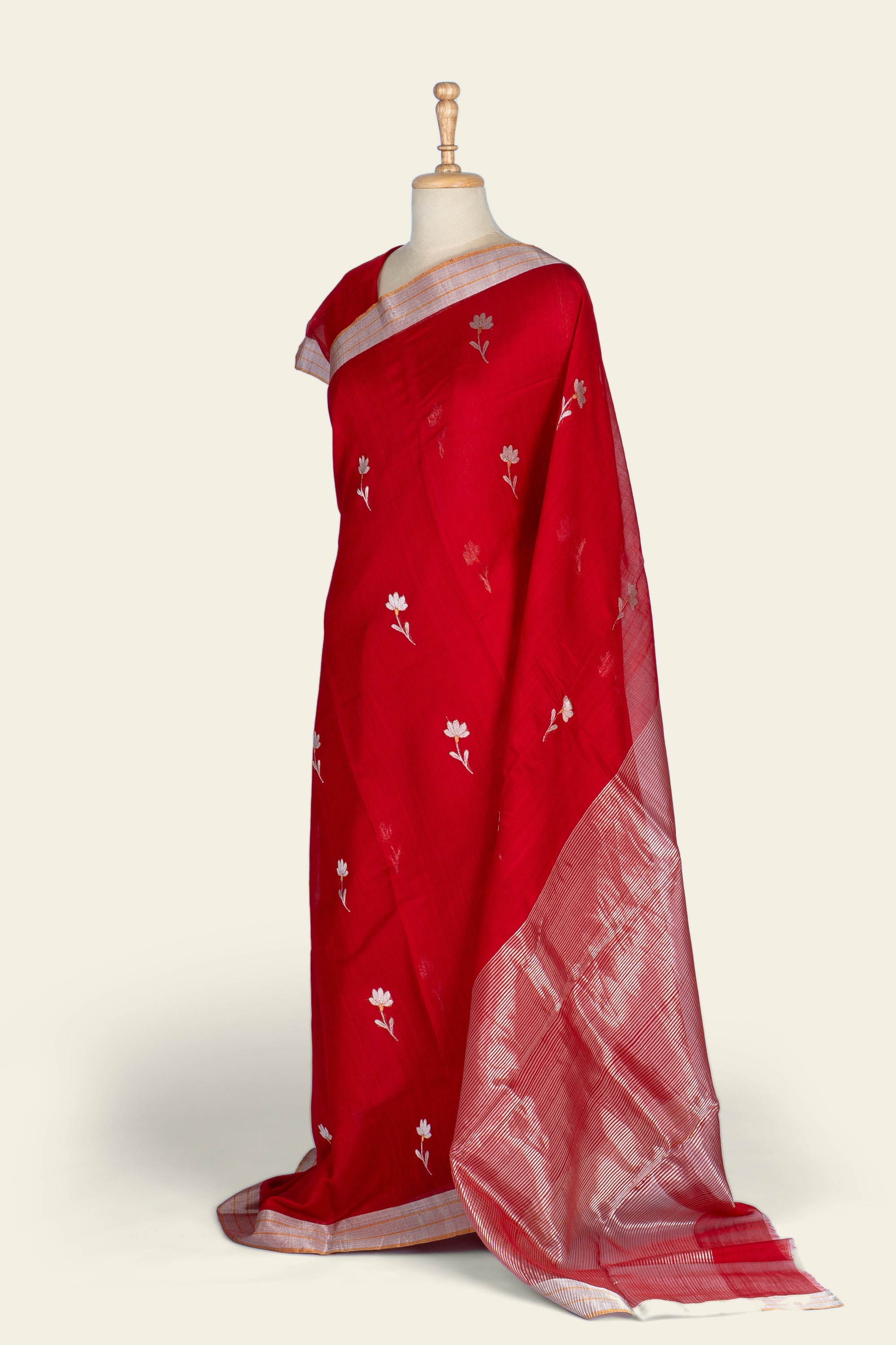 Scarlet Red Chanderi Silk Cotton Saree