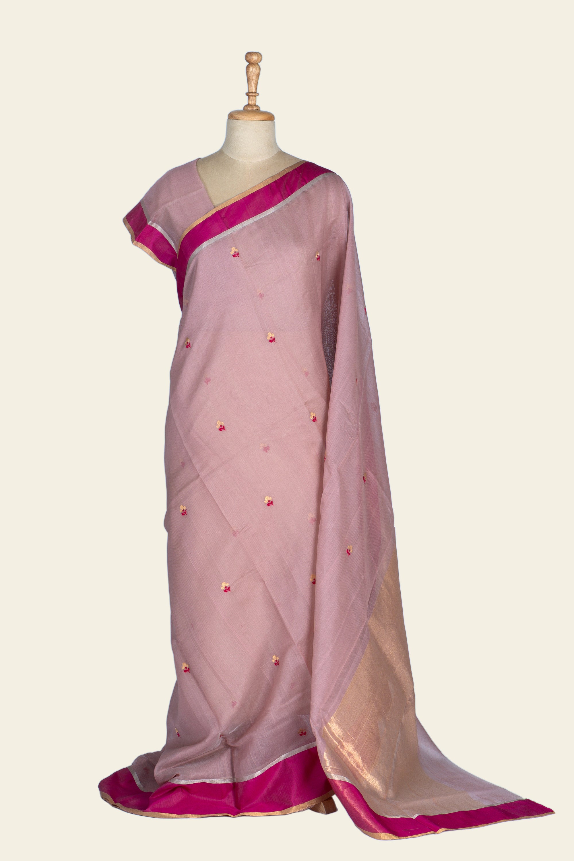 Dusty Mauve Chanderi Silk Cotton Saree