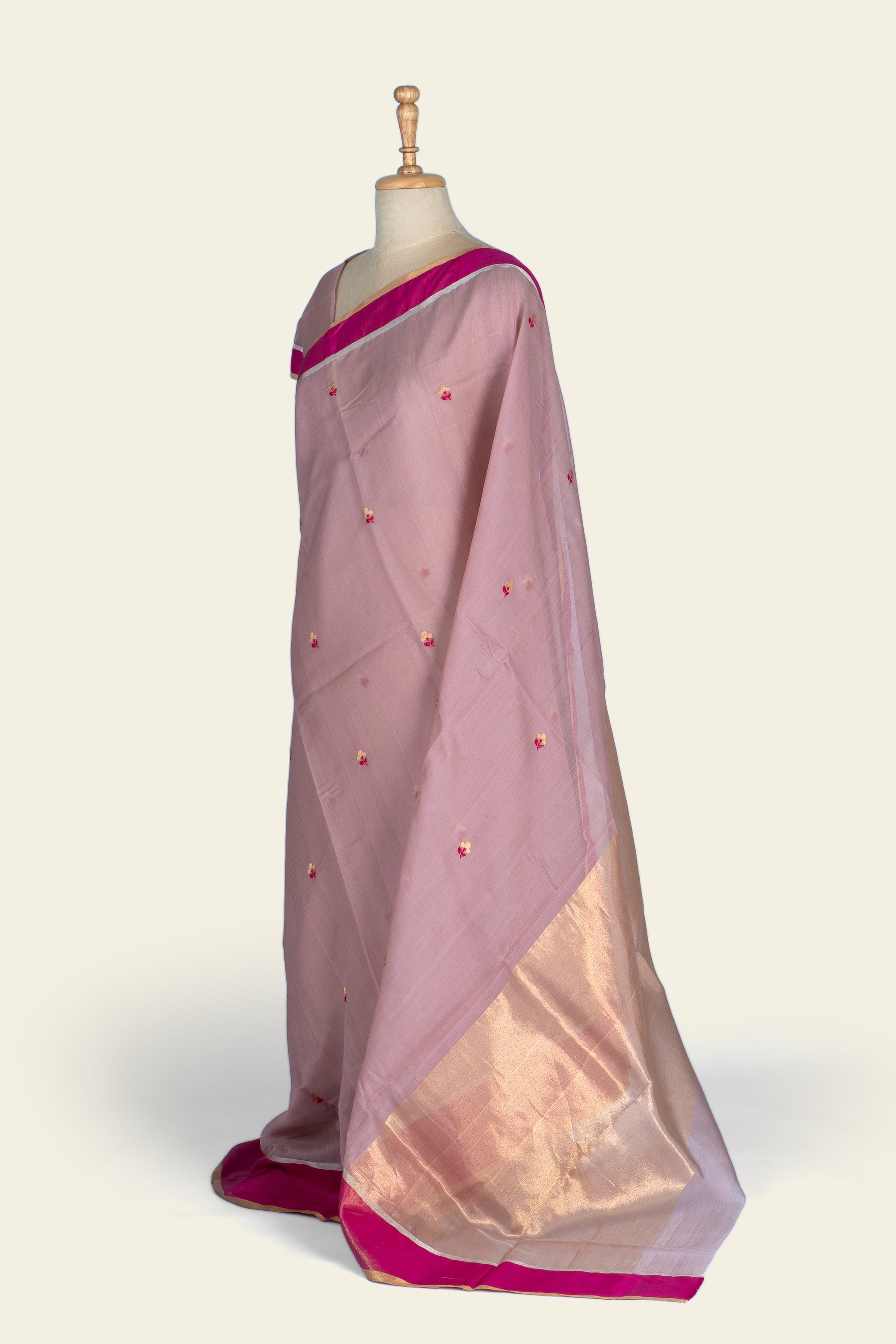 Dusty Mauve Chanderi Silk Cotton Saree