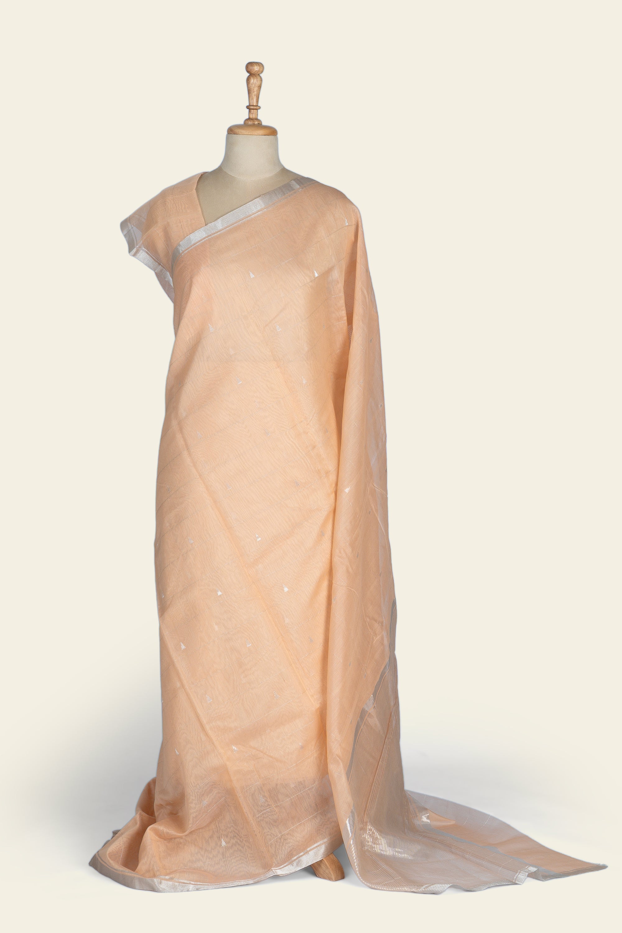 Light Peach Chanderi  Silk Saree