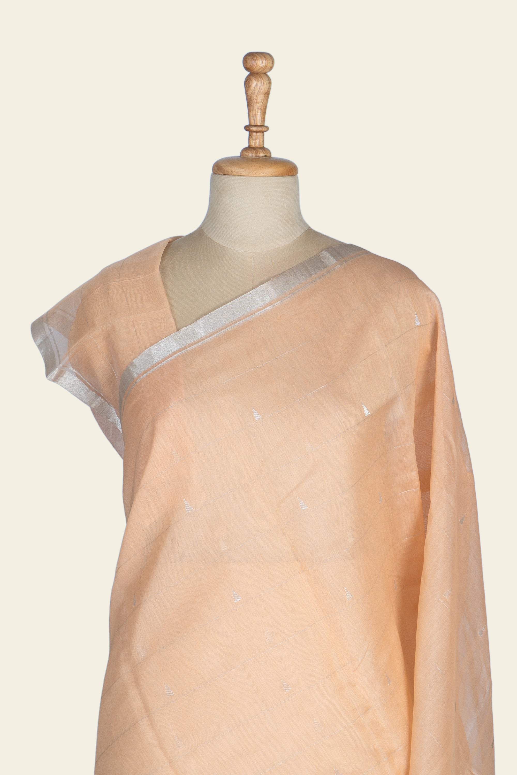 Light Peach Chanderi  Silk Saree