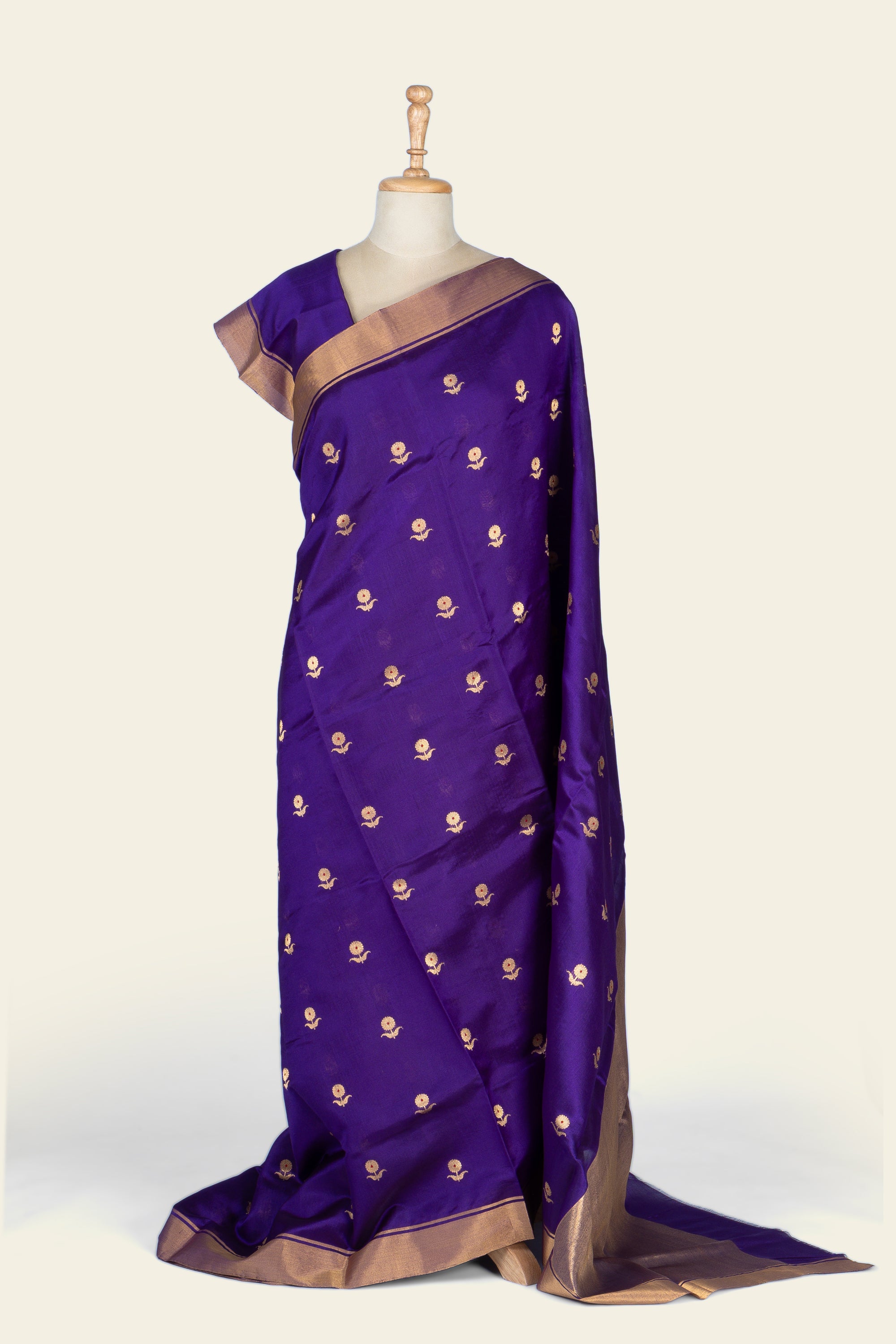 Indigo Purple Chanderi  silk saree