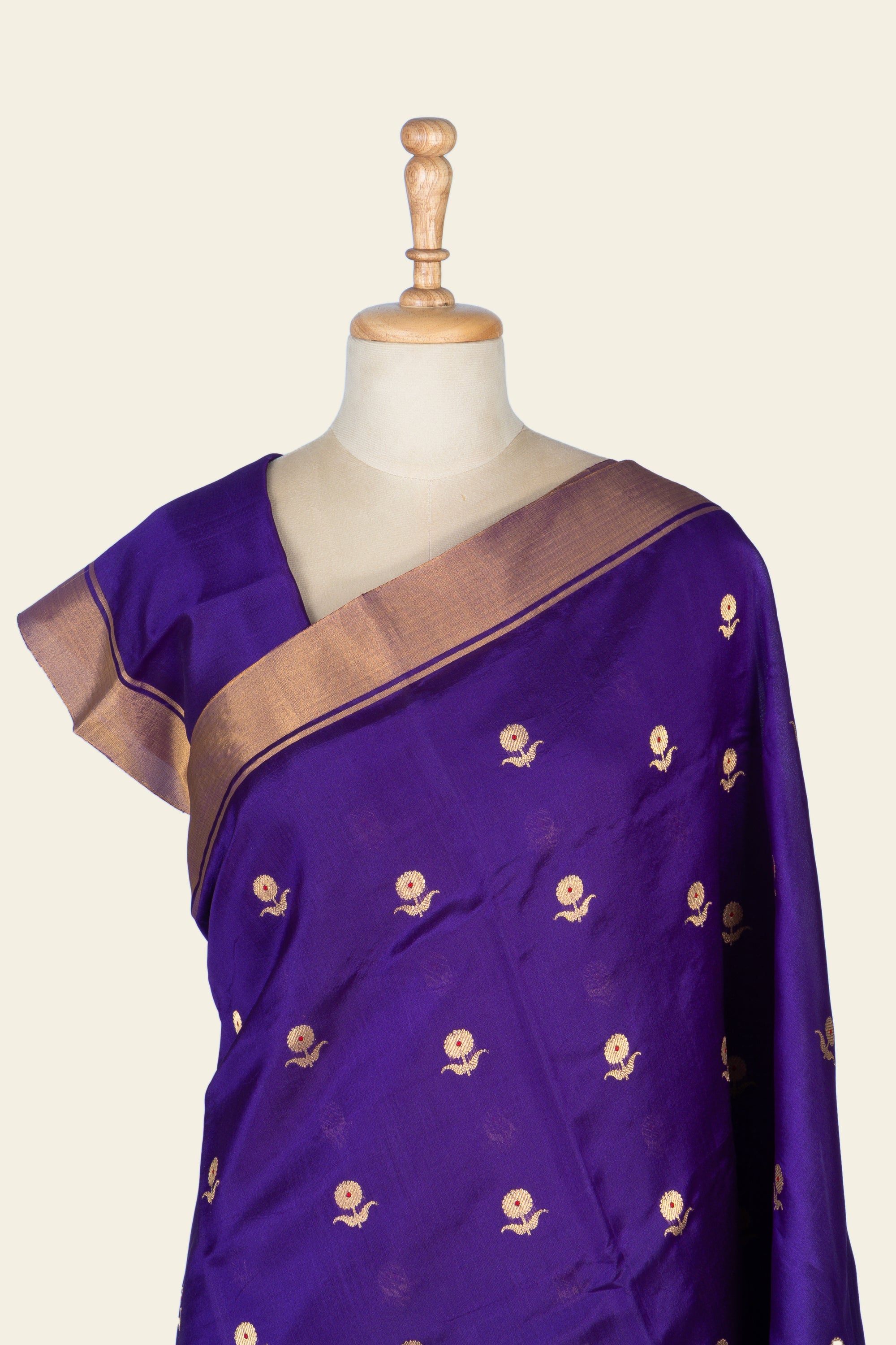 Indigo Purple Chanderi  silk saree