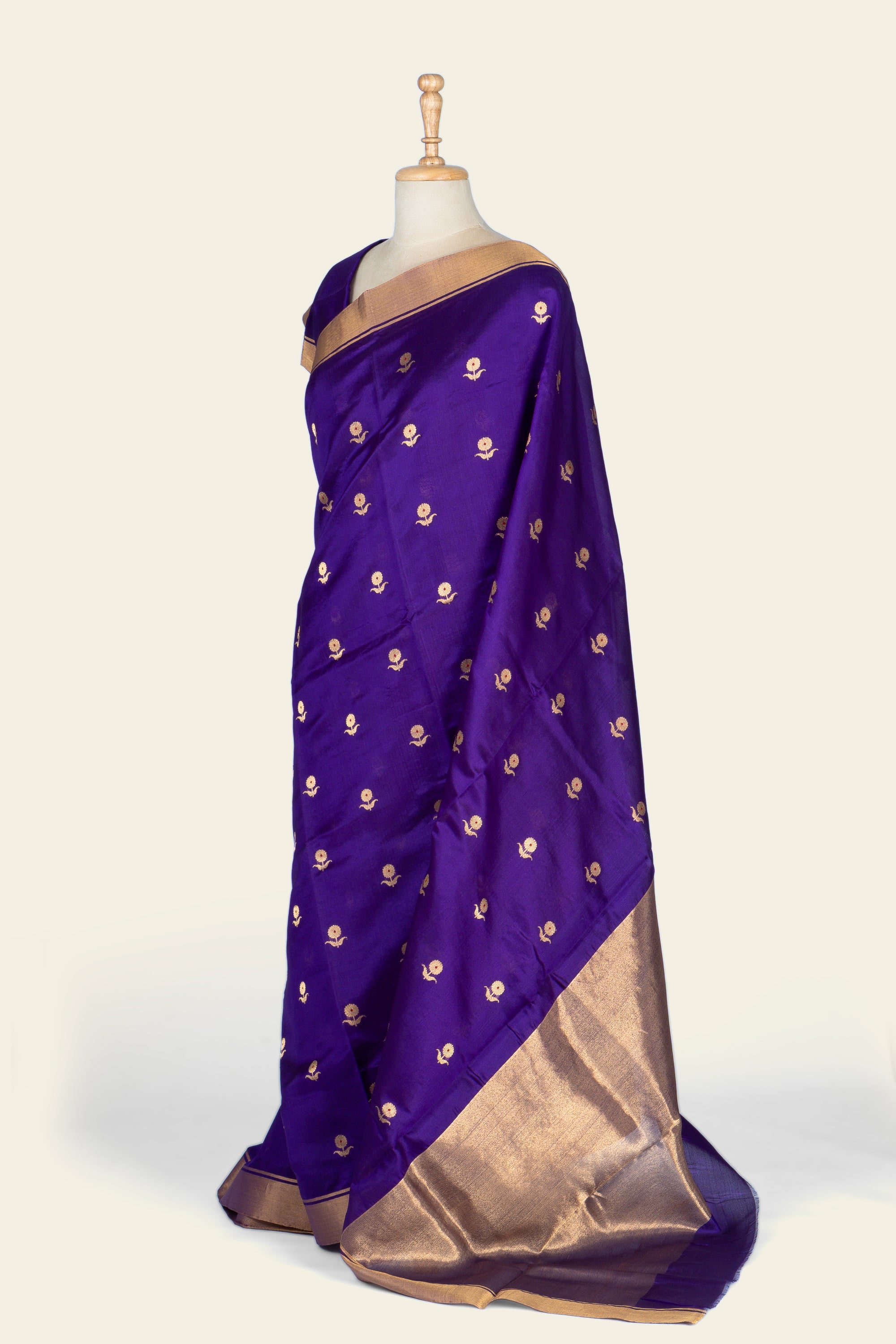 Indigo Purple Chanderi  silk saree