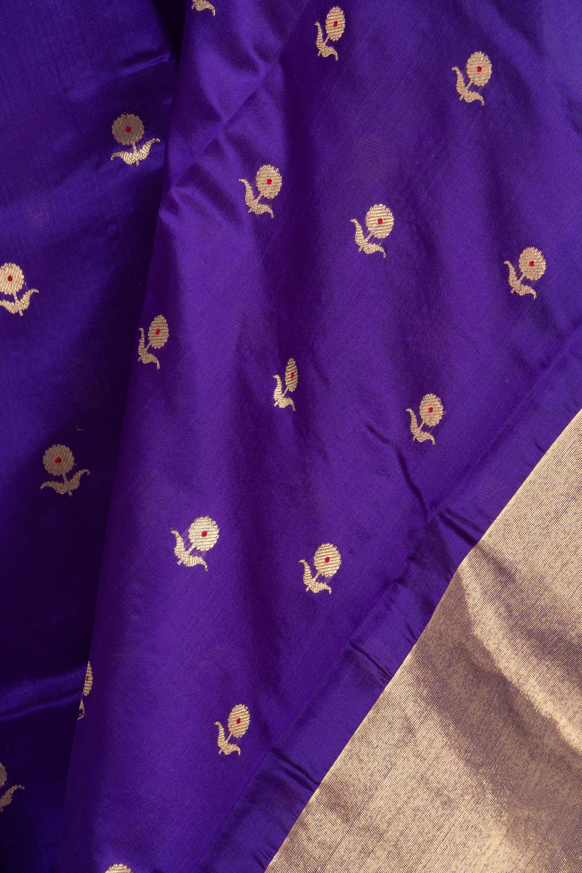 Indigo Purple Chanderi  silk saree