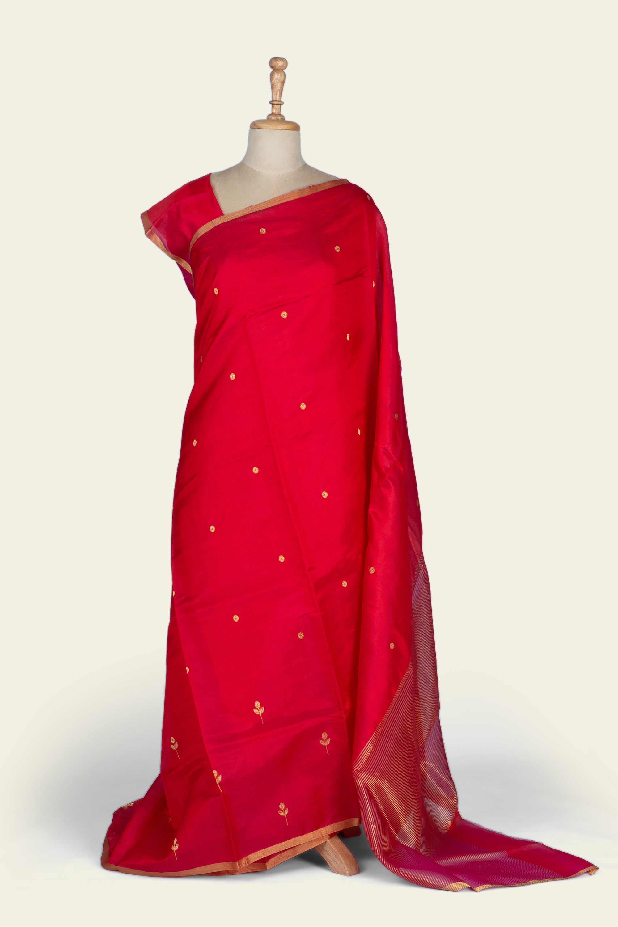 Red and Pink Dual Shade Chanderi  Silk Saree