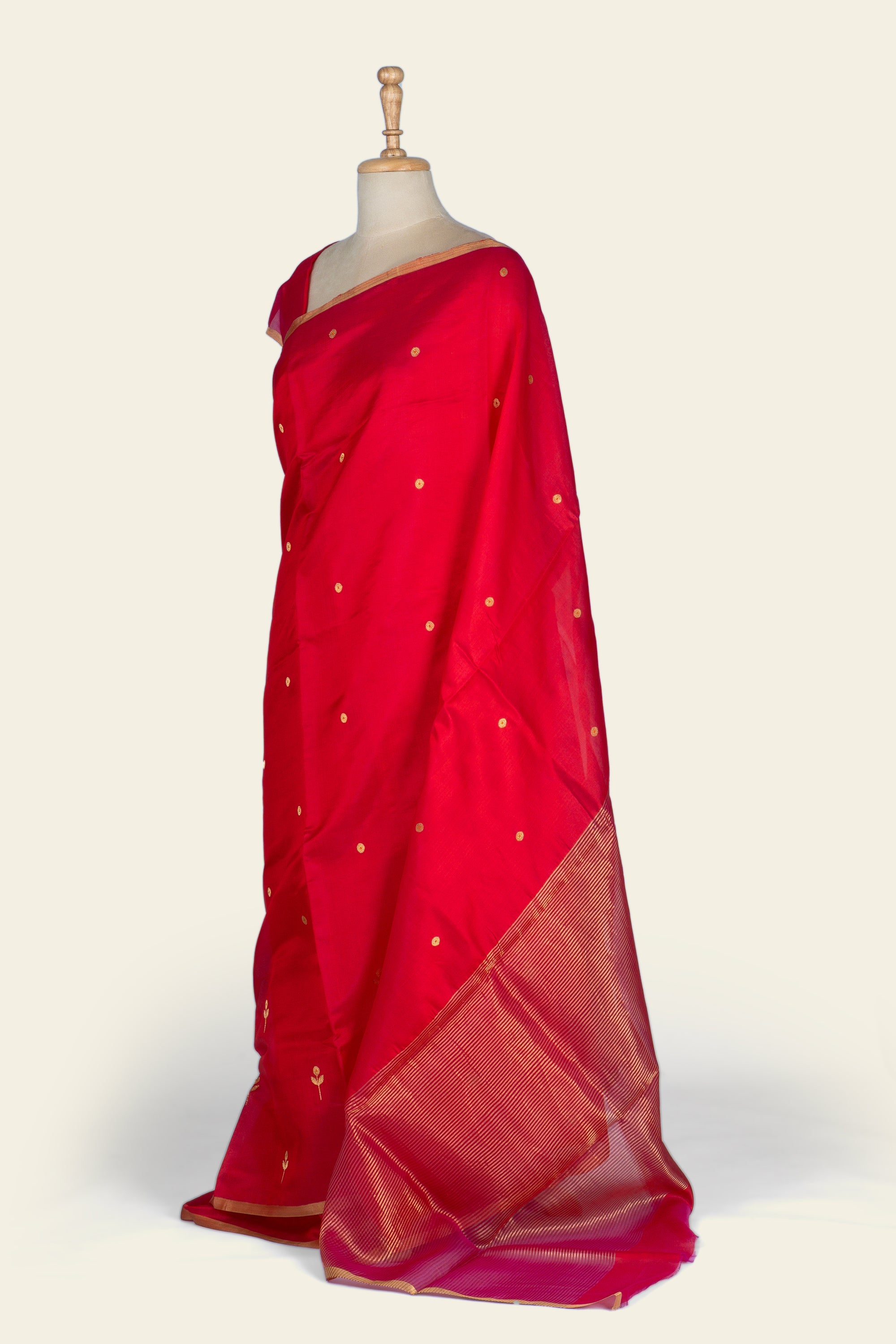 Red and Pink Dual Shade Chanderi  Silk Saree