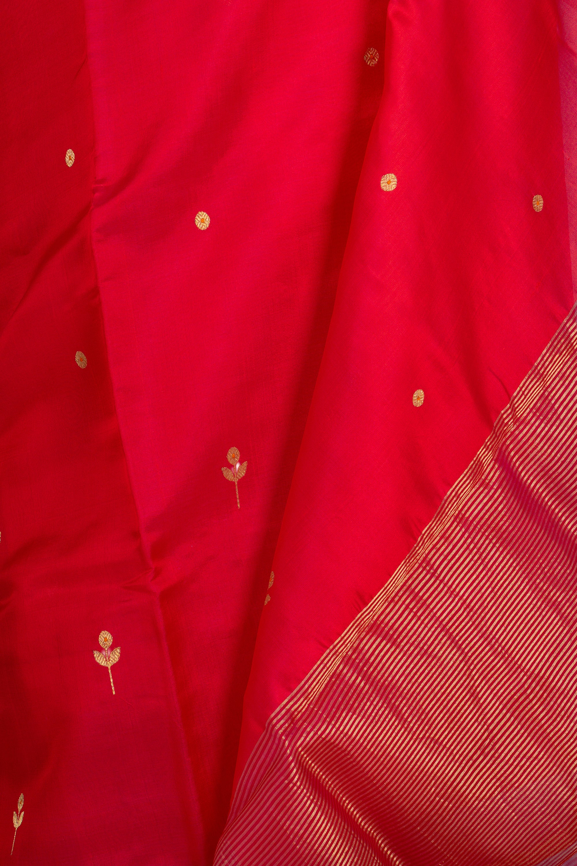 Red and Pink Dual Shade Chanderi  Silk Saree