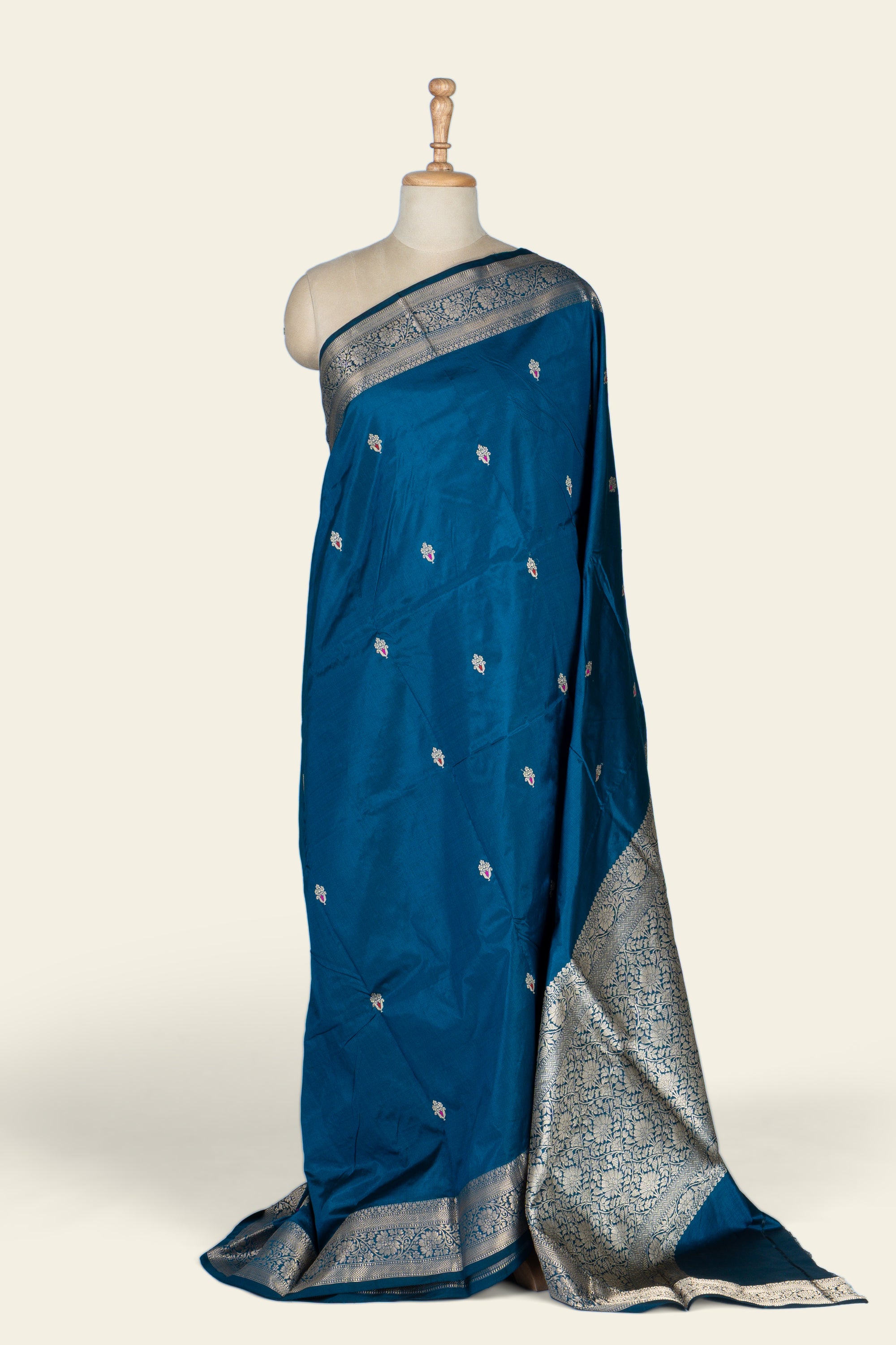 Midnight Blue Meenakari Kadhua Benarasi silk saree
