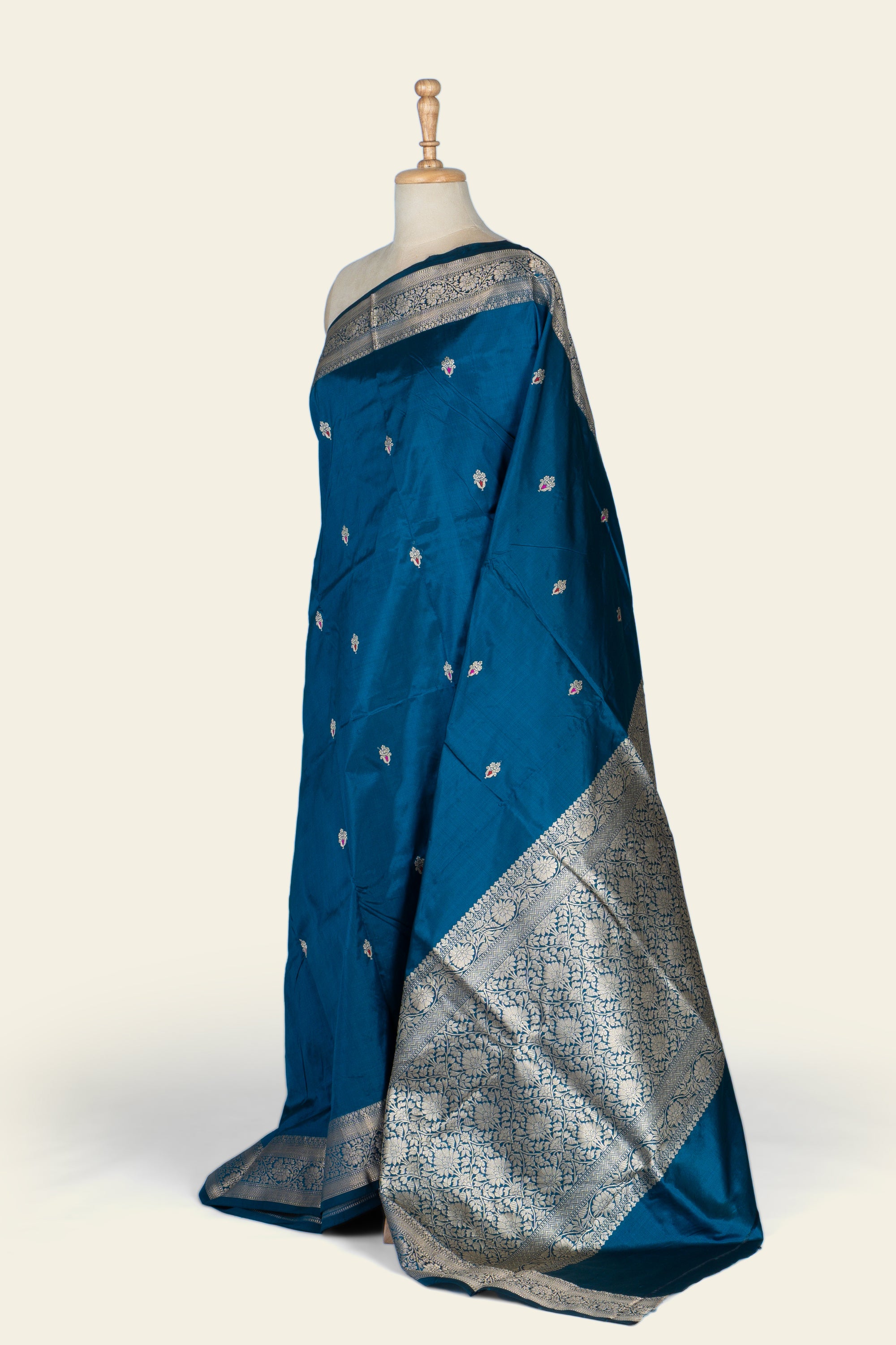 Midnight Blue Meenakari Kadhua Benarasi silk saree