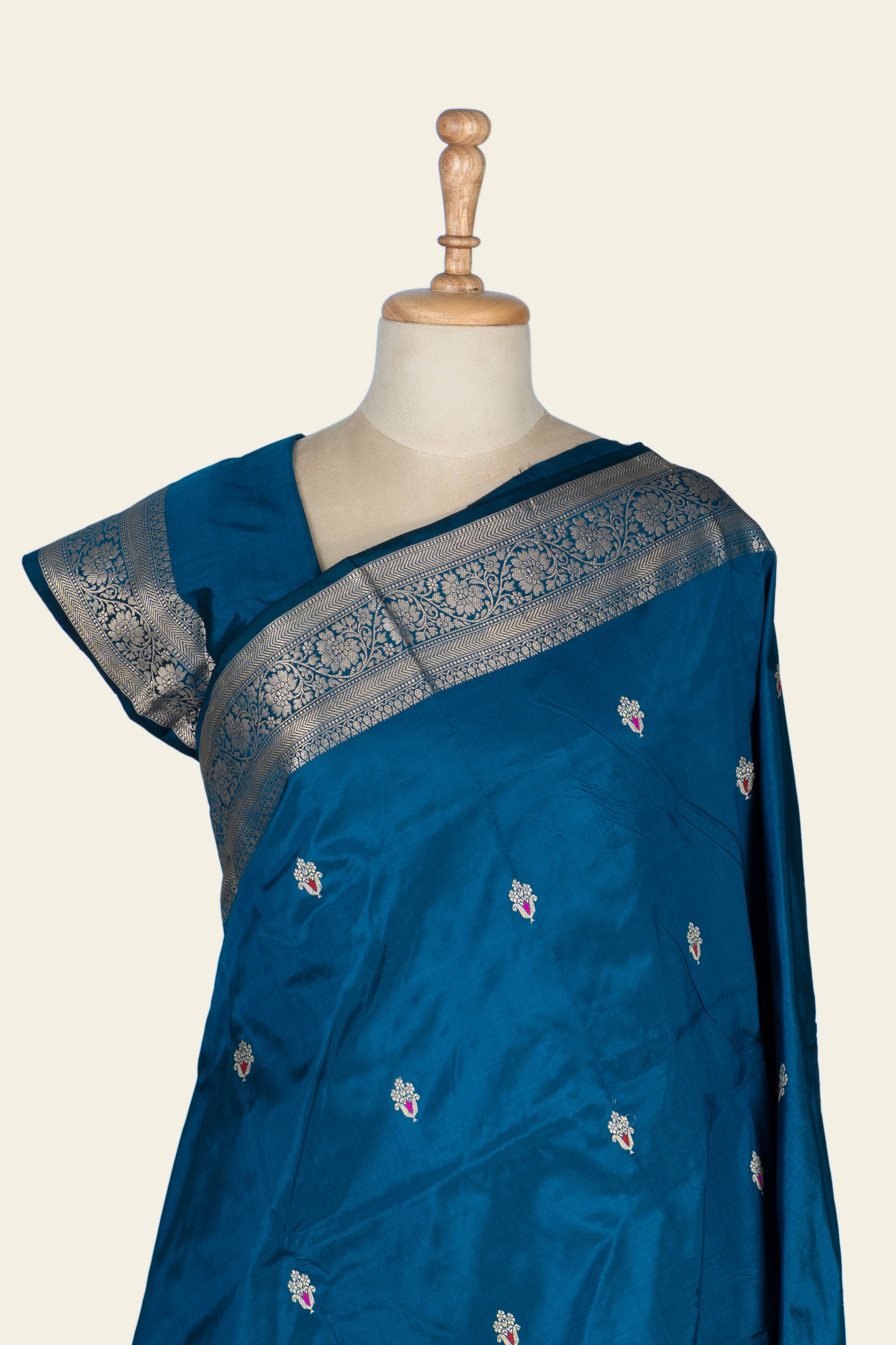 Midnight Blue Meenakari Kadhua Benarasi silk saree