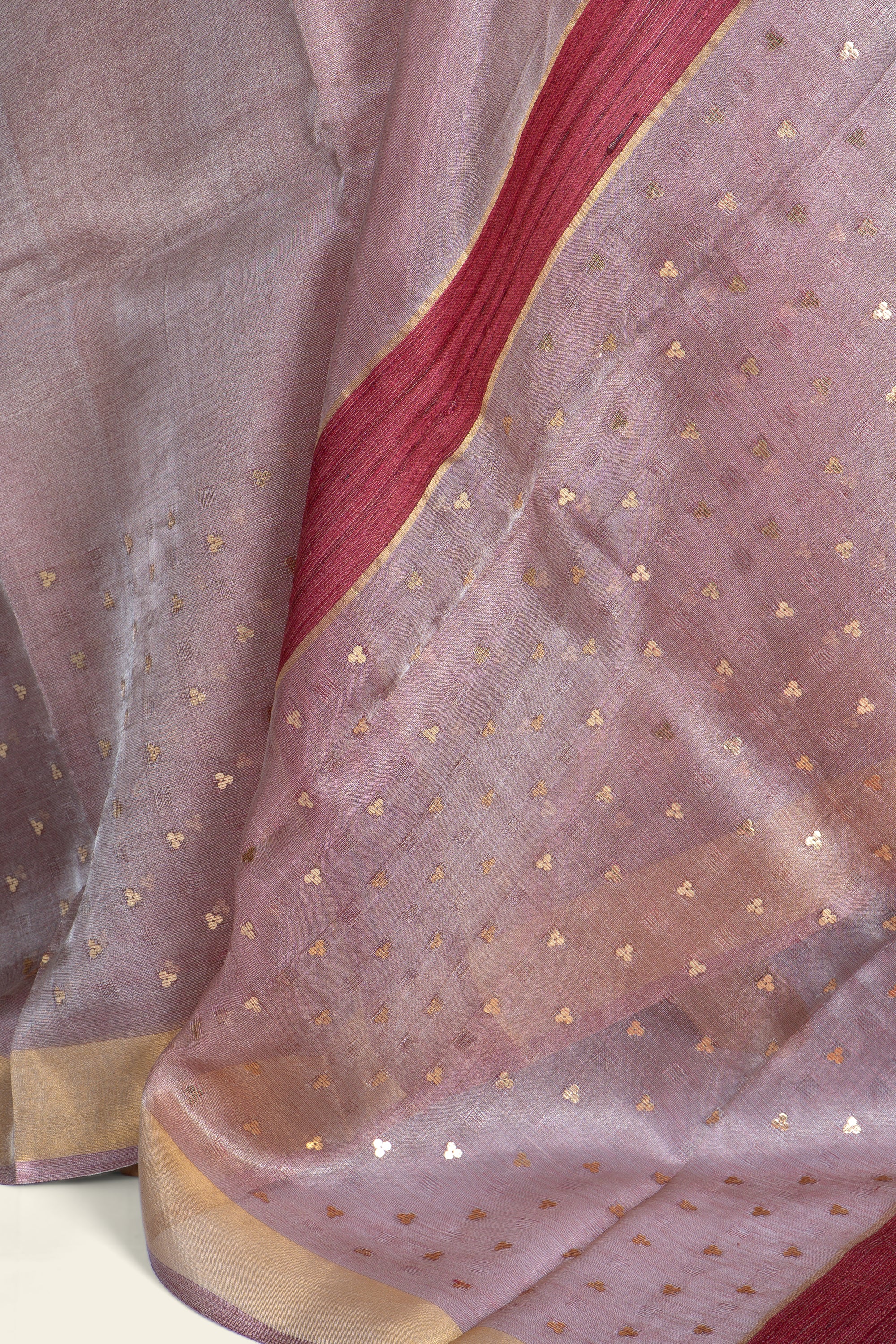 Shimmer Misty Pink Chhattisgarh Tussar Tissue Silk Saree