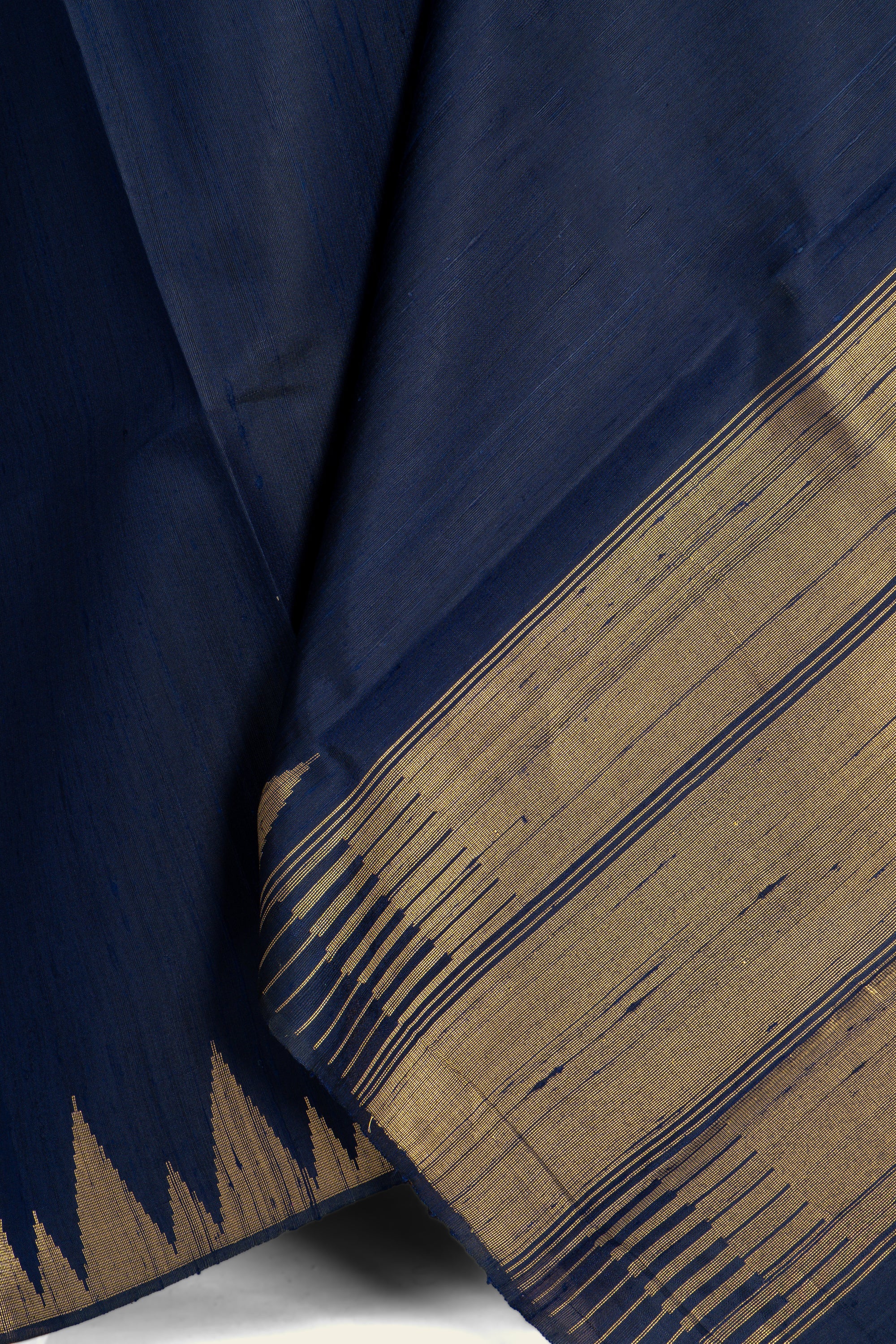 Deep Navy Blue Chhattisgarh Raw Silk Saree