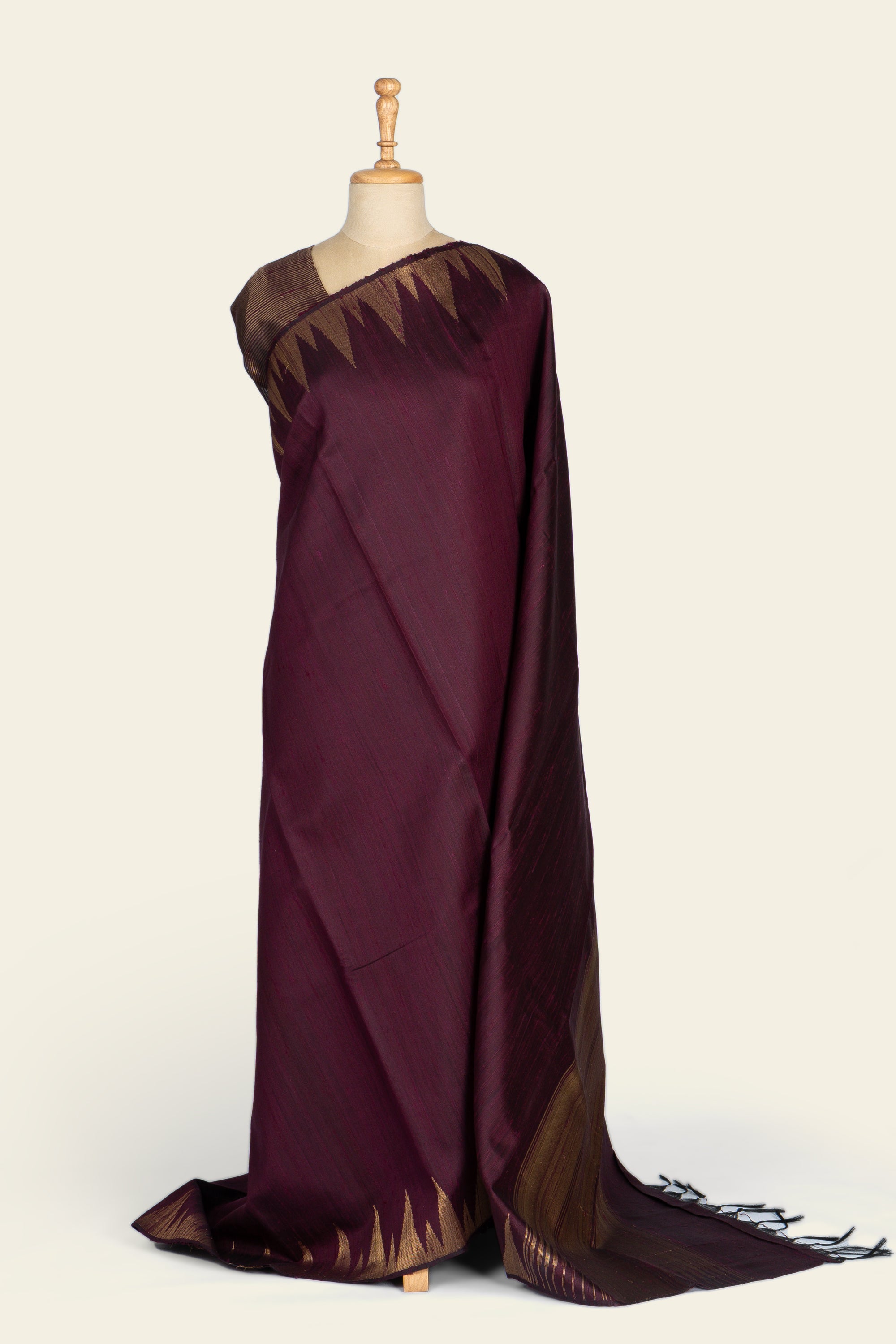 Plum Purple Chhattisgarh Raw Silk Saree