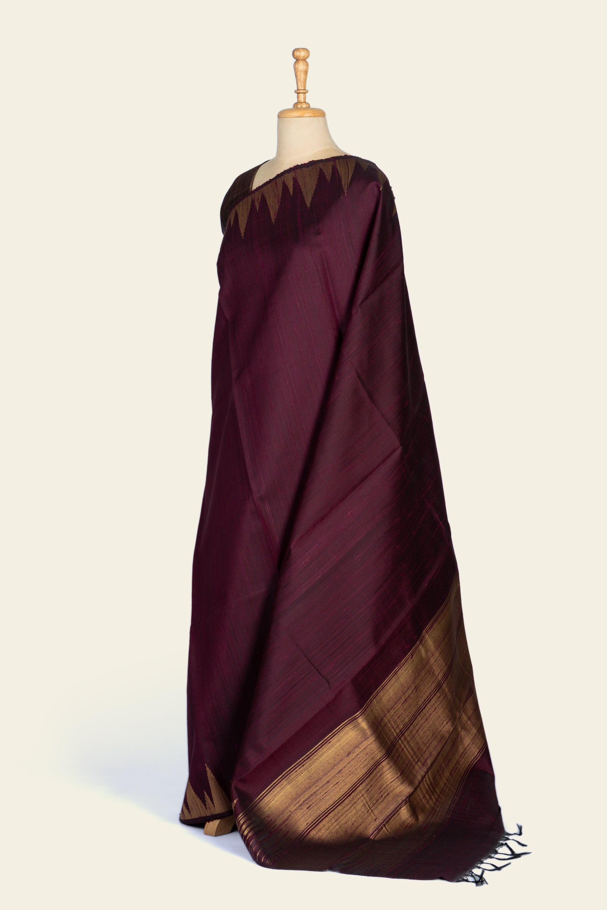 Plum Purple Chhattisgarh Raw Silk Saree
