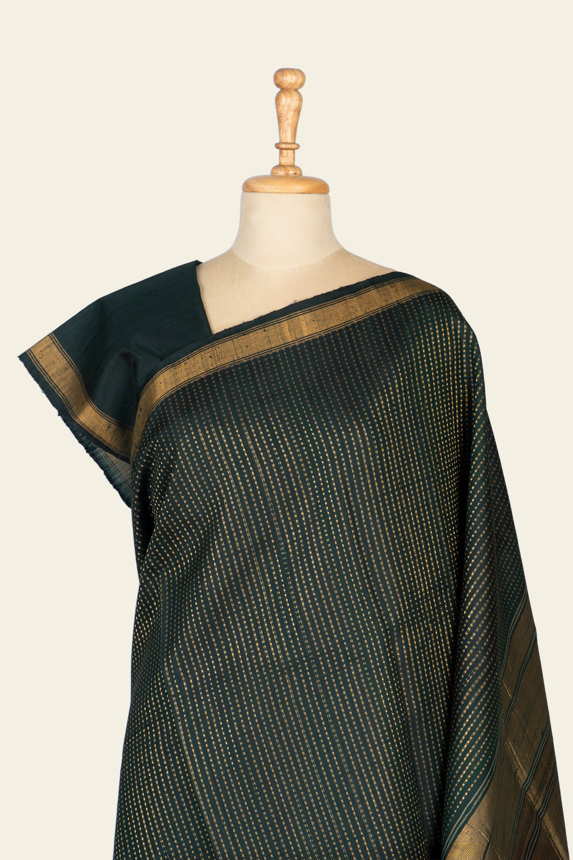 Majestic Green Chhattisgarh Raw Silk Saree