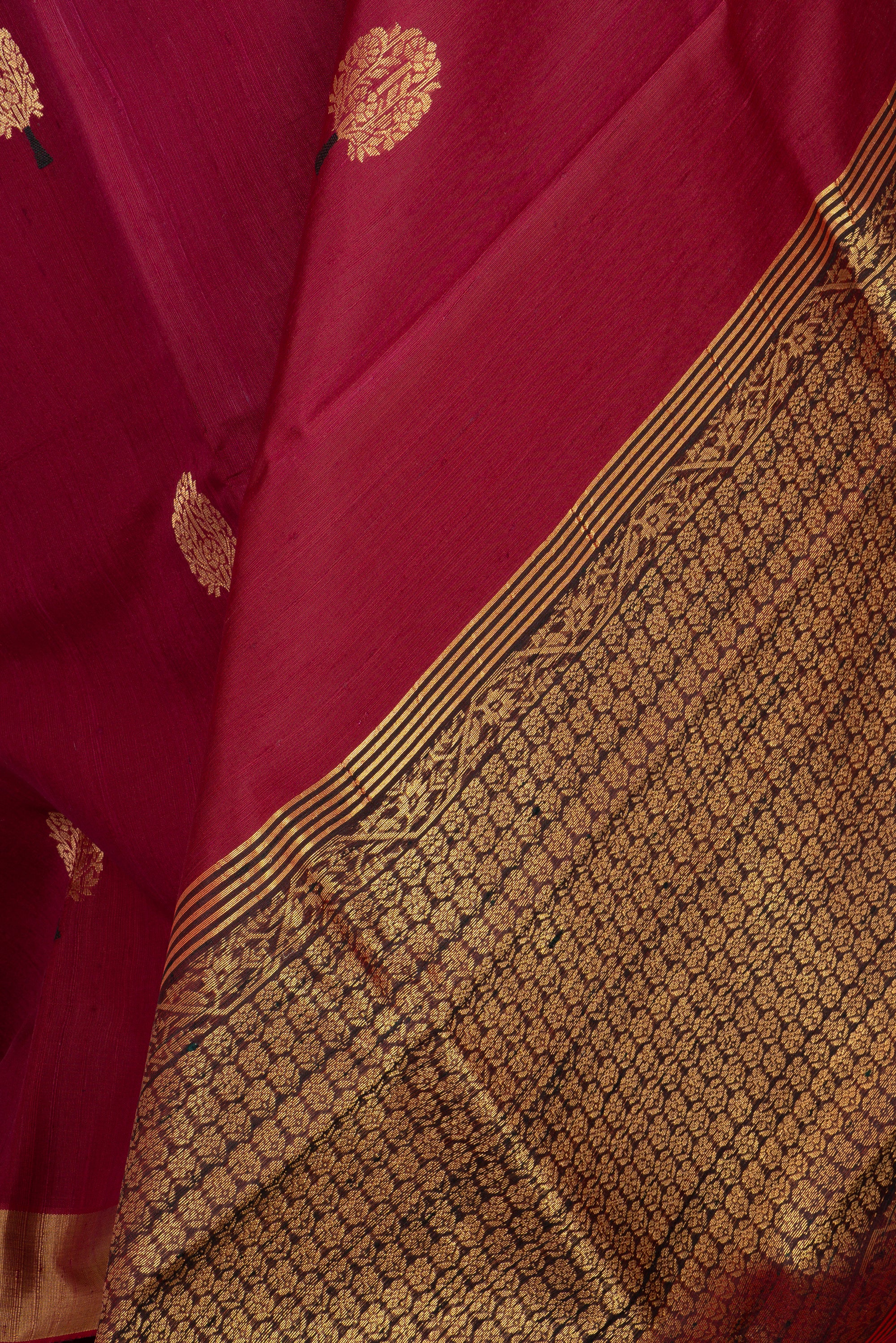 Burgundy Chhattisgarh Raw Silk Saree