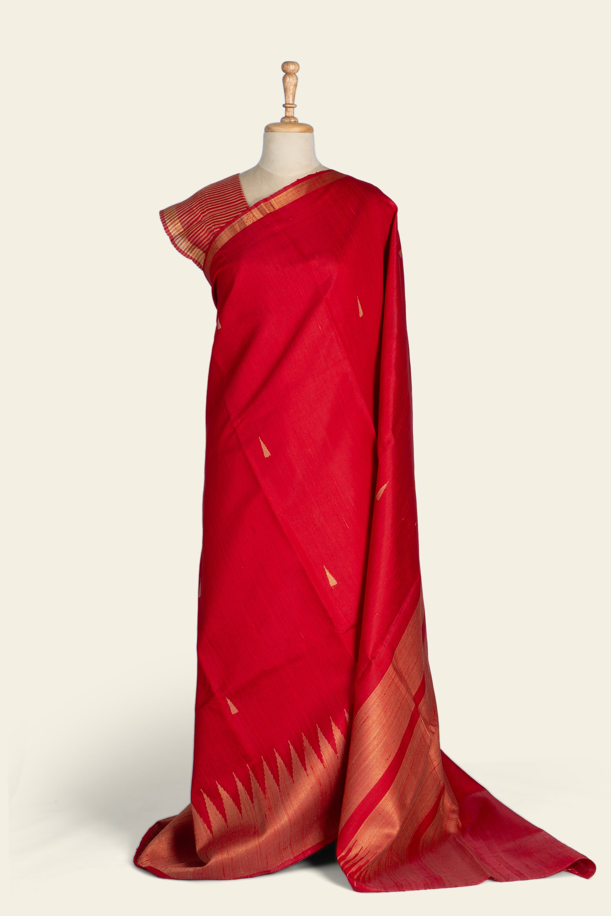 Bright Red Chhattisgarh Raw Silk Saree