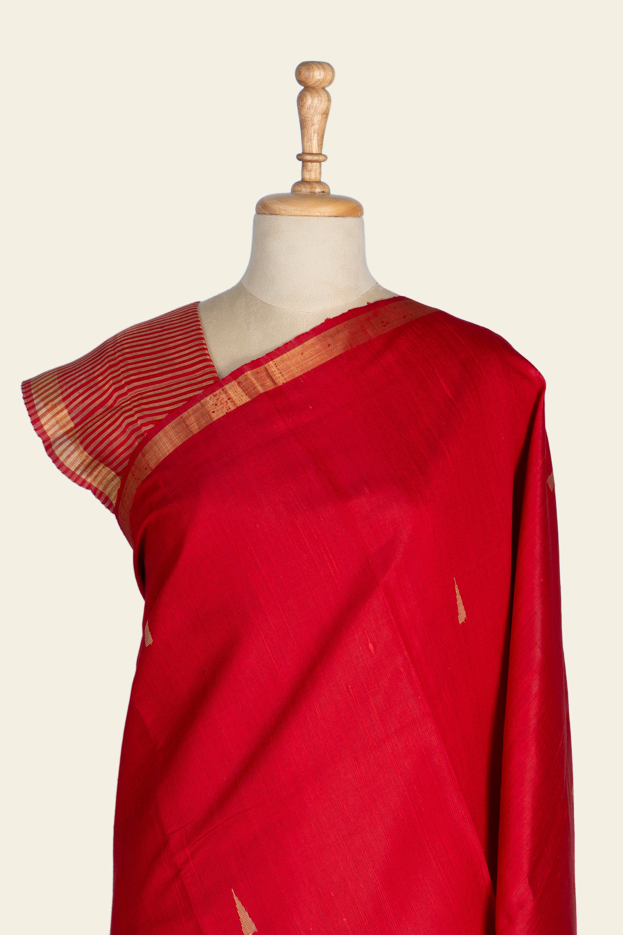 Bright Red Chhattisgarh Raw Silk Saree