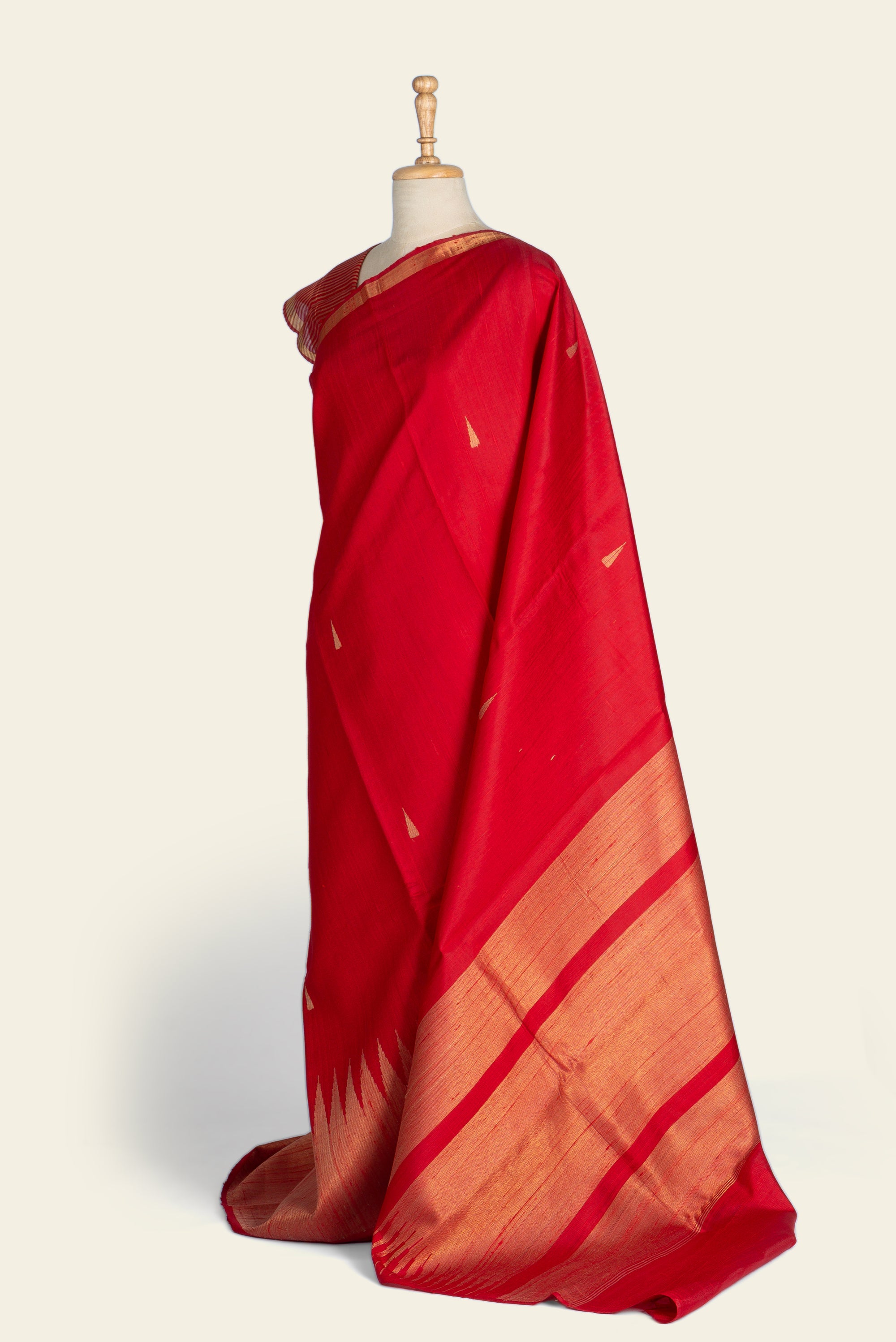 Bright Red Chhattisgarh Raw Silk Saree