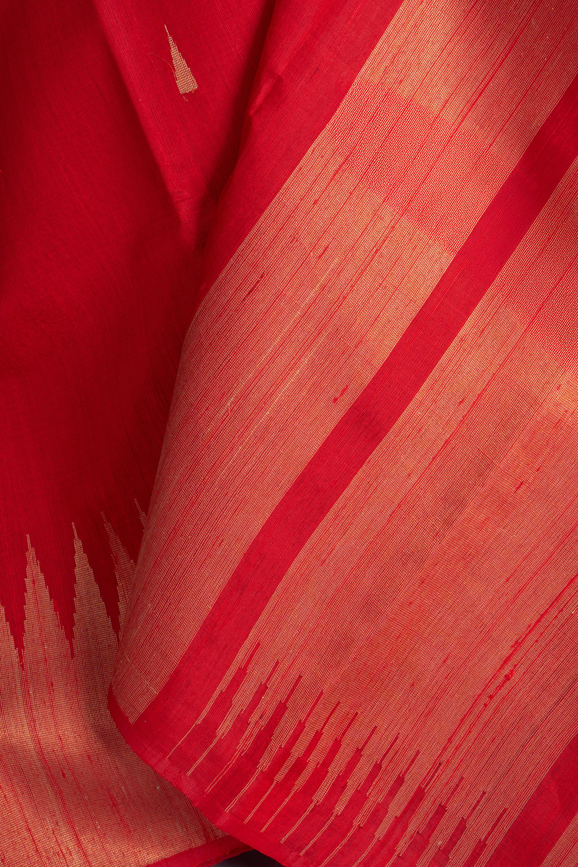 Bright Red Chhattisgarh Raw Silk Saree