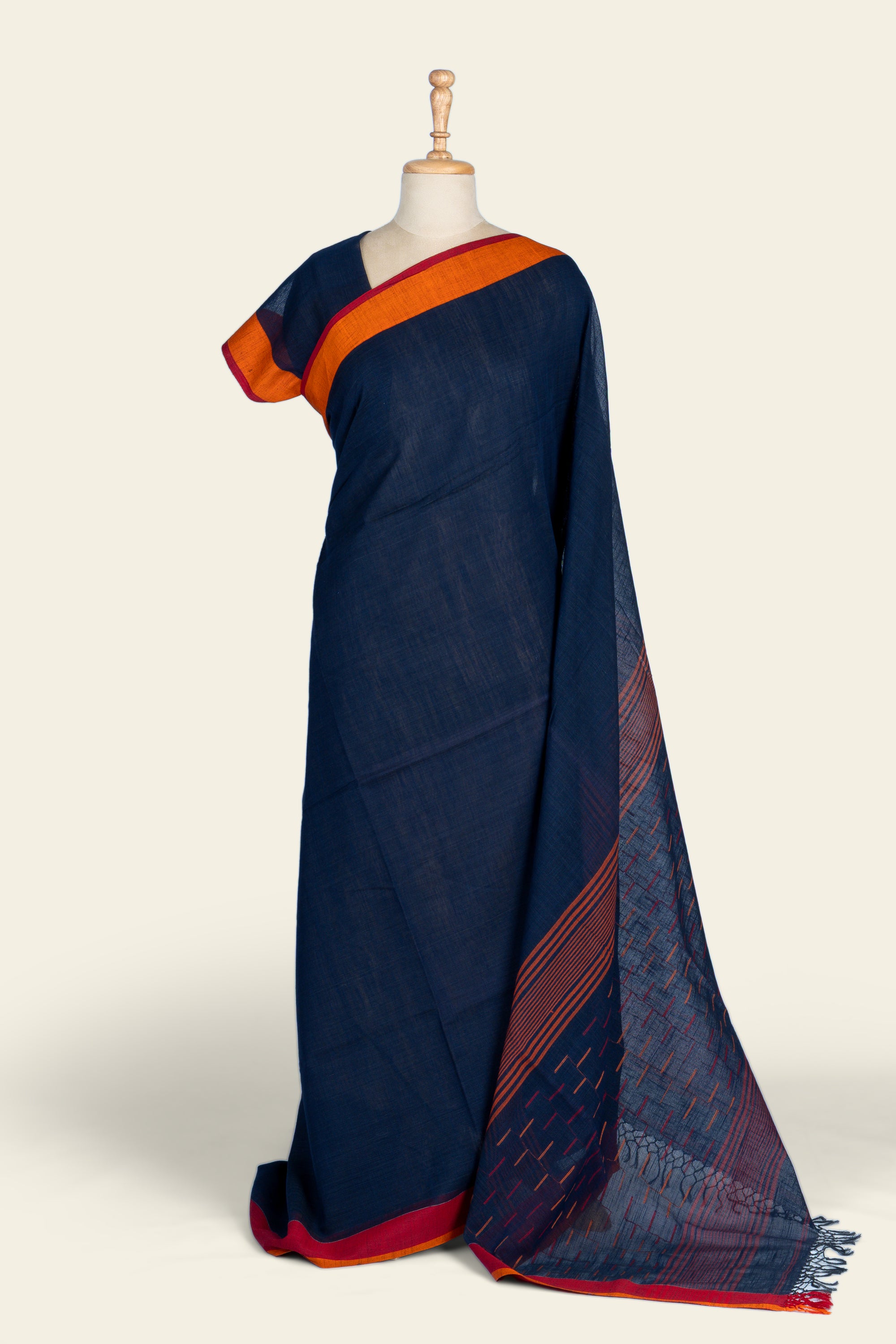 Blue Ganga Jamuna Border Bengal Cotton Saree