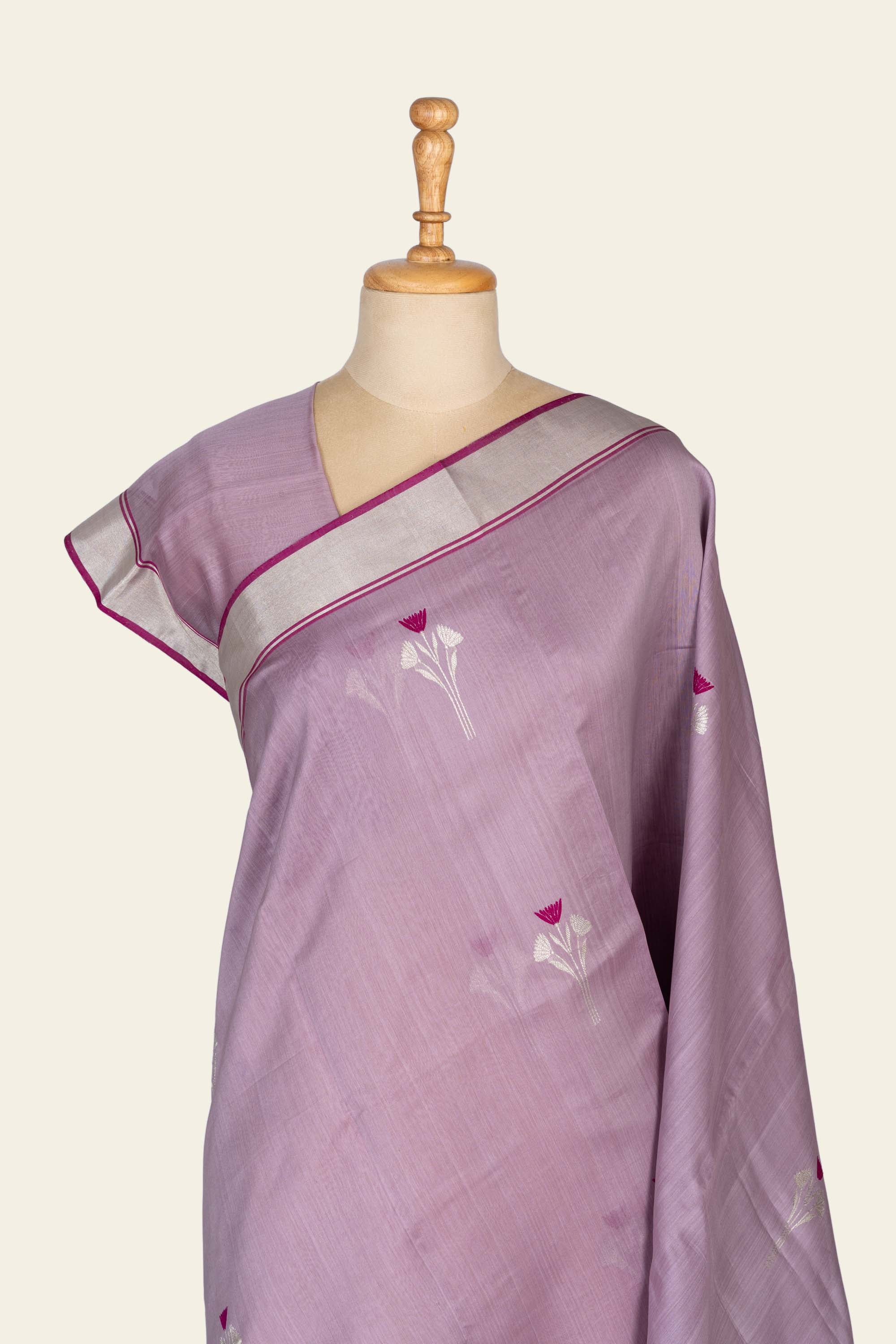 Soft Lavendar Chanderi Silk Cotton Saree