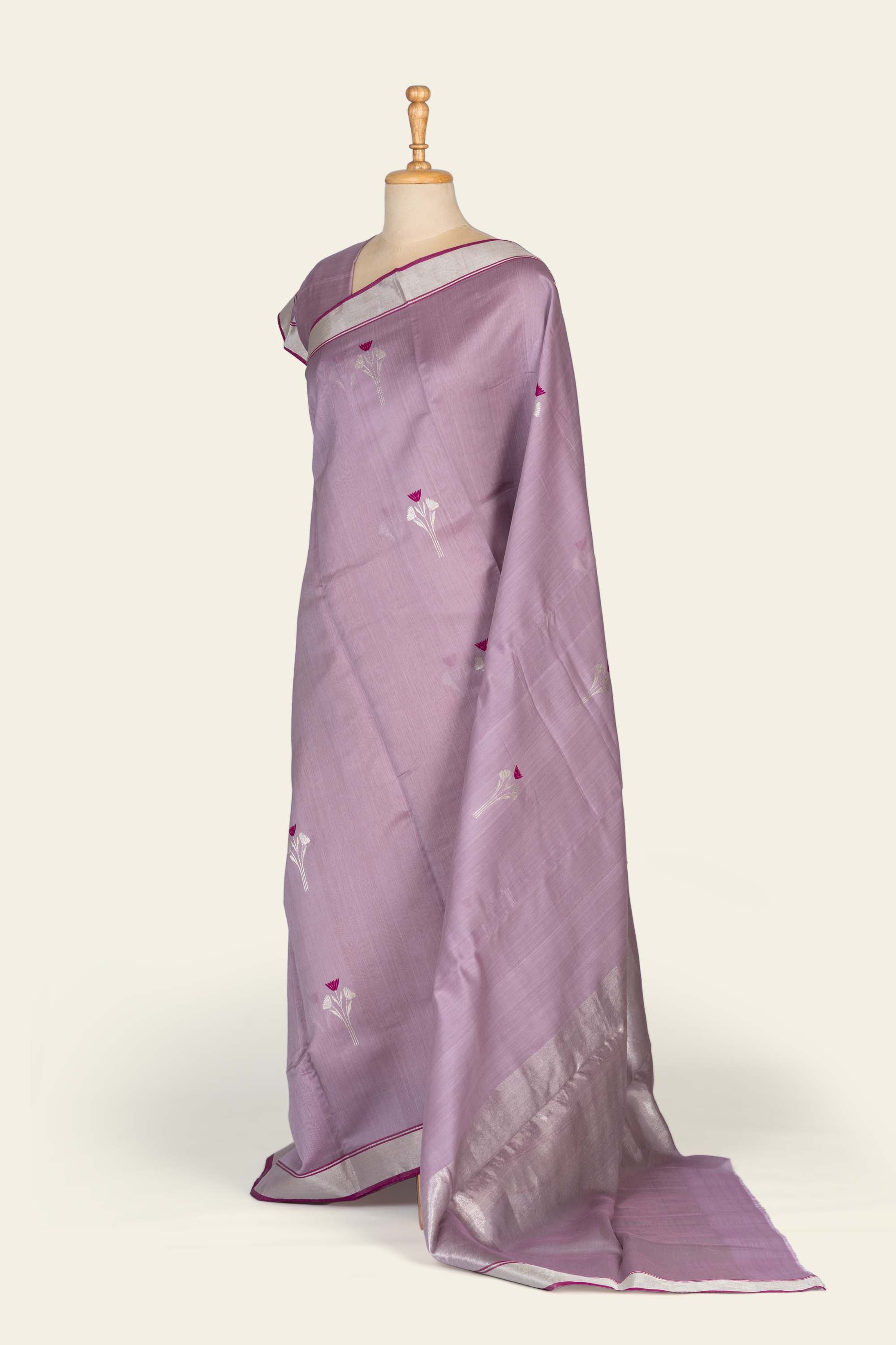 Soft Lavendar Chanderi Silk Cotton Saree