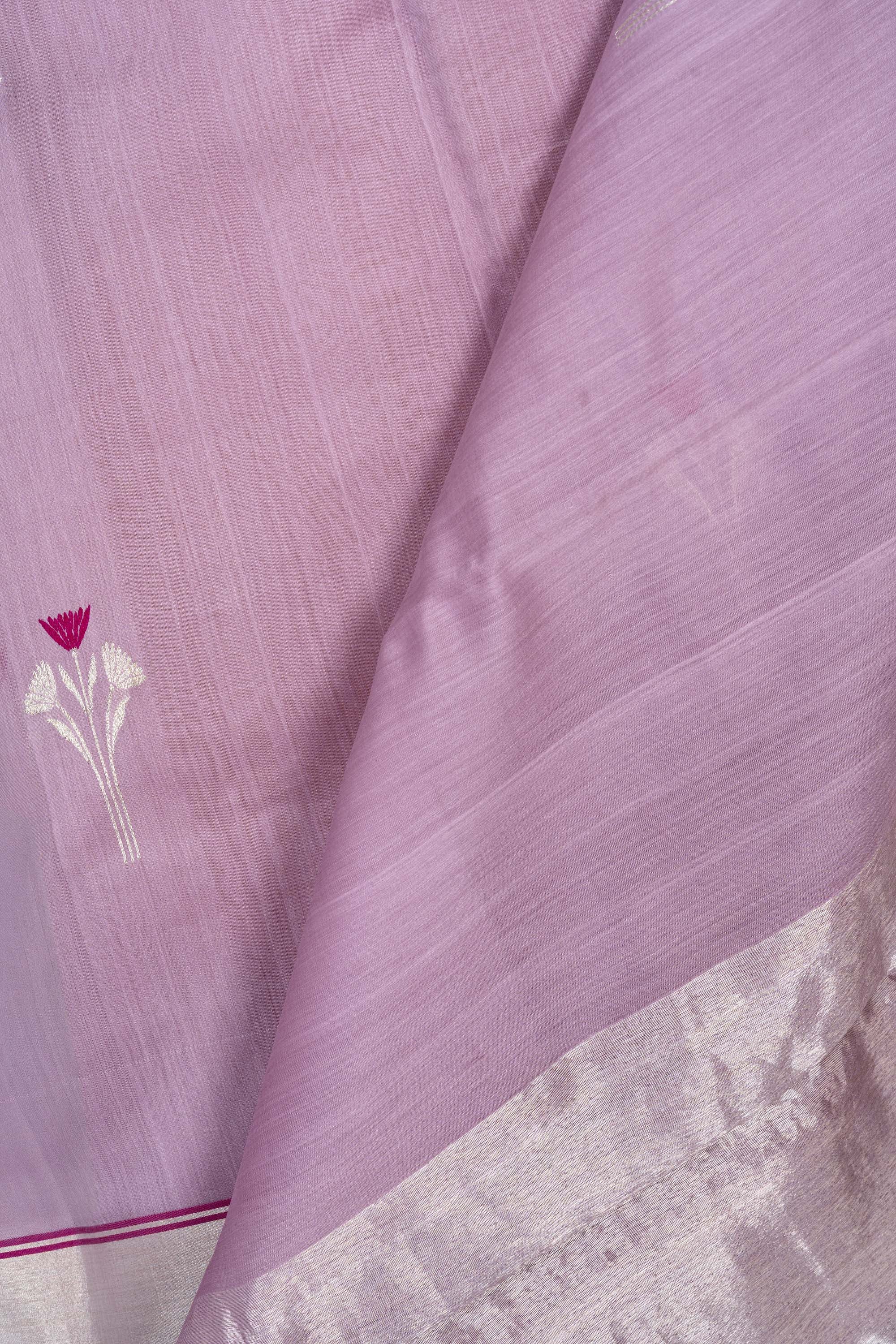 Soft Lavendar Chanderi Silk Cotton Saree