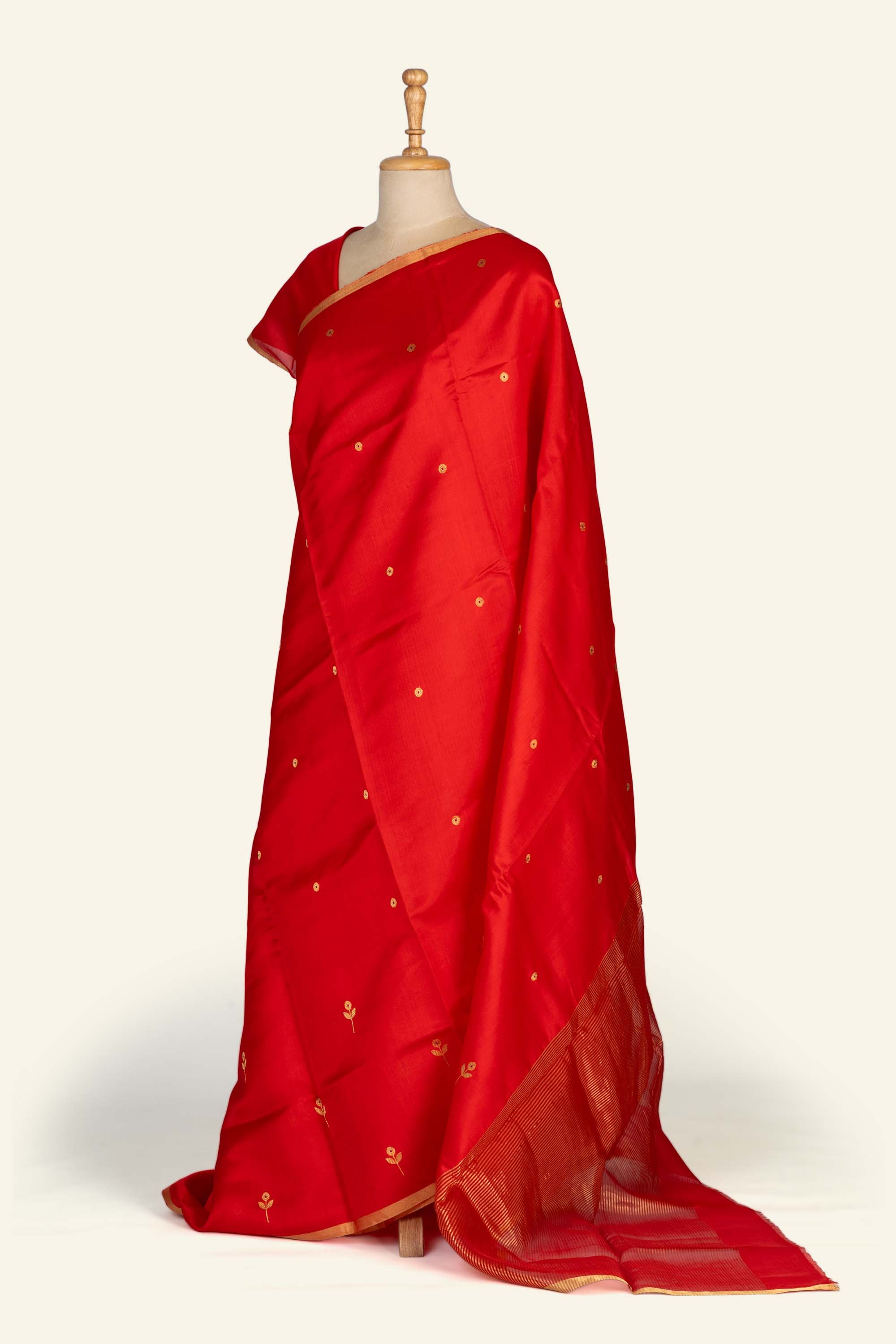 Red Chanderi  Silk Saree