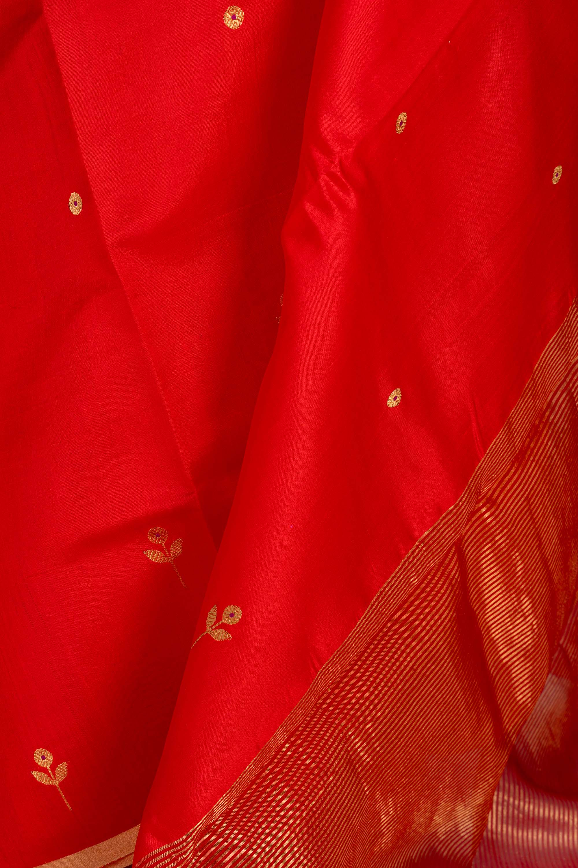 Red Chanderi  Silk Saree