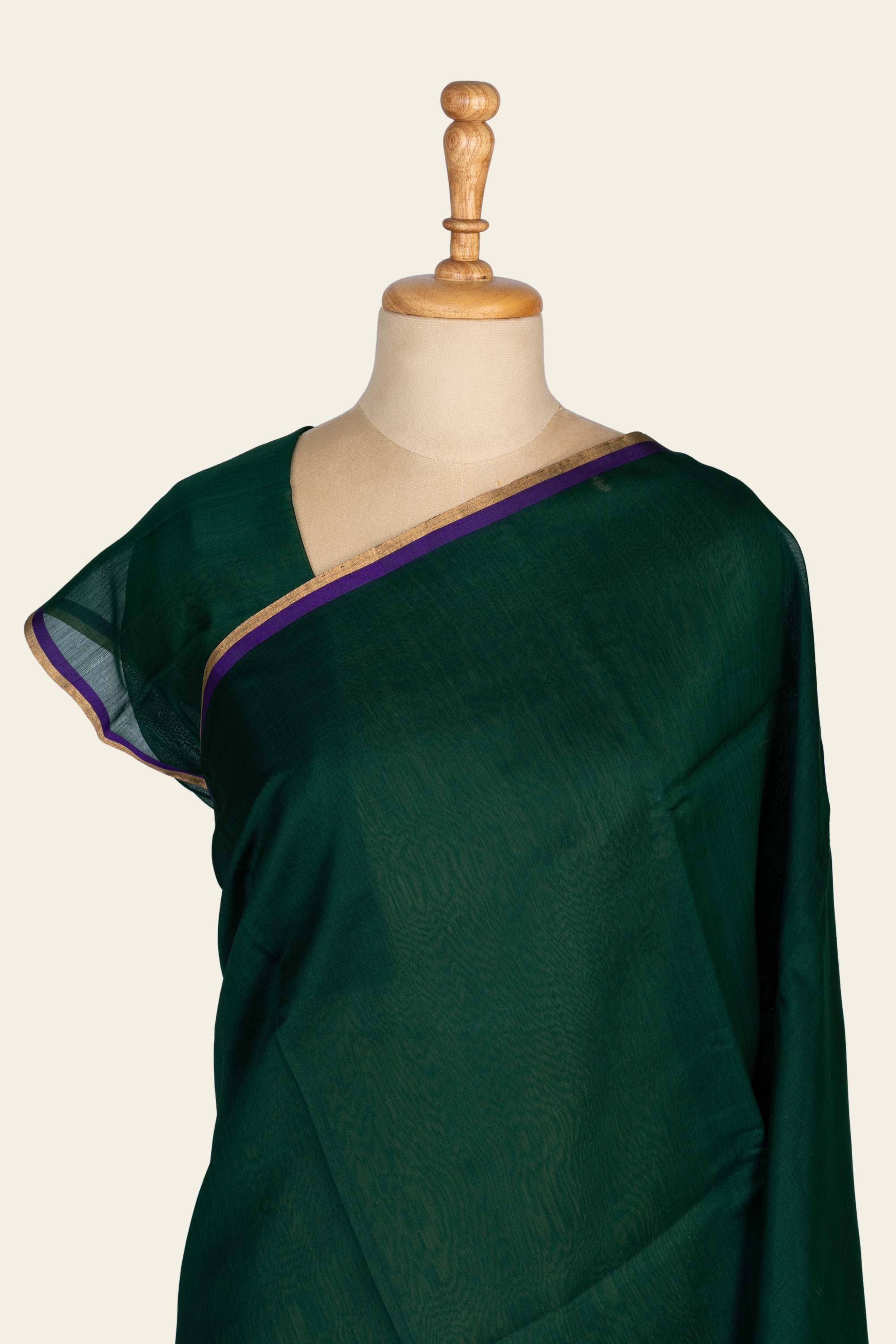 Green Chanderi Silk Cotton Saree