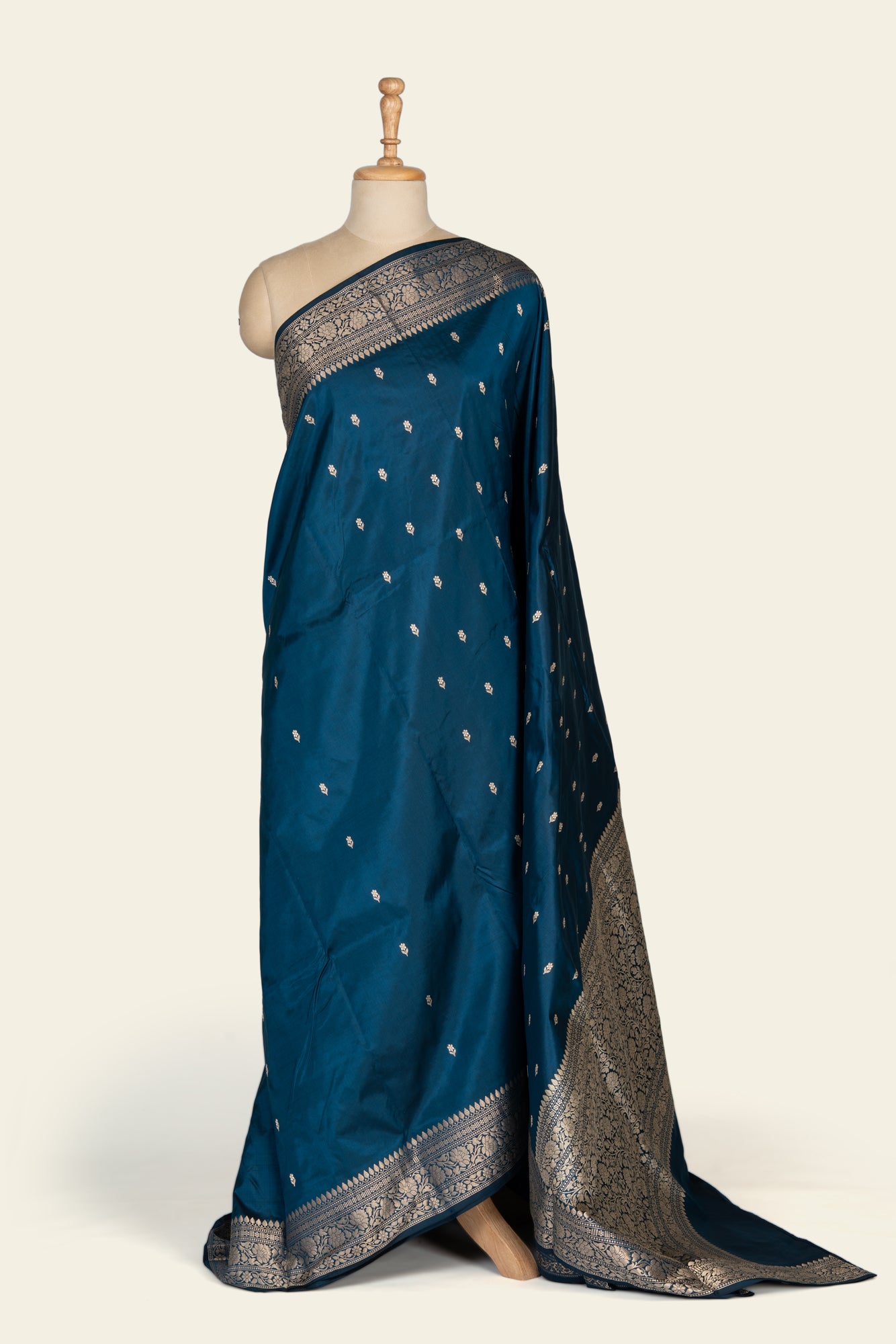 Teal Blue Kadhua Benarasi silk saree
