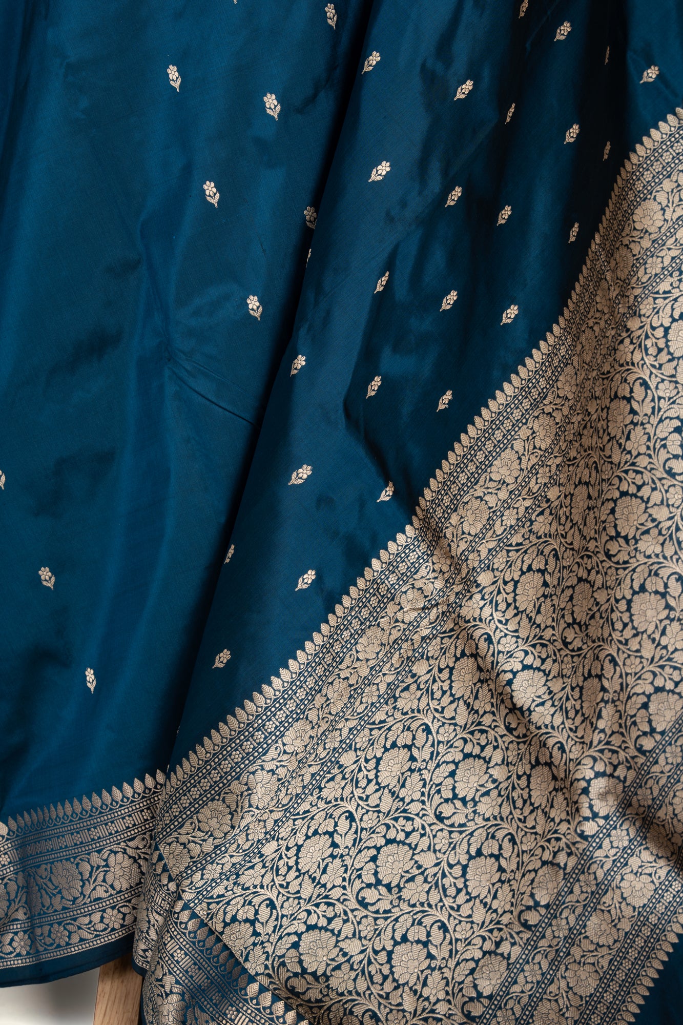 Teal Blue Kadhua Benarasi silk saree