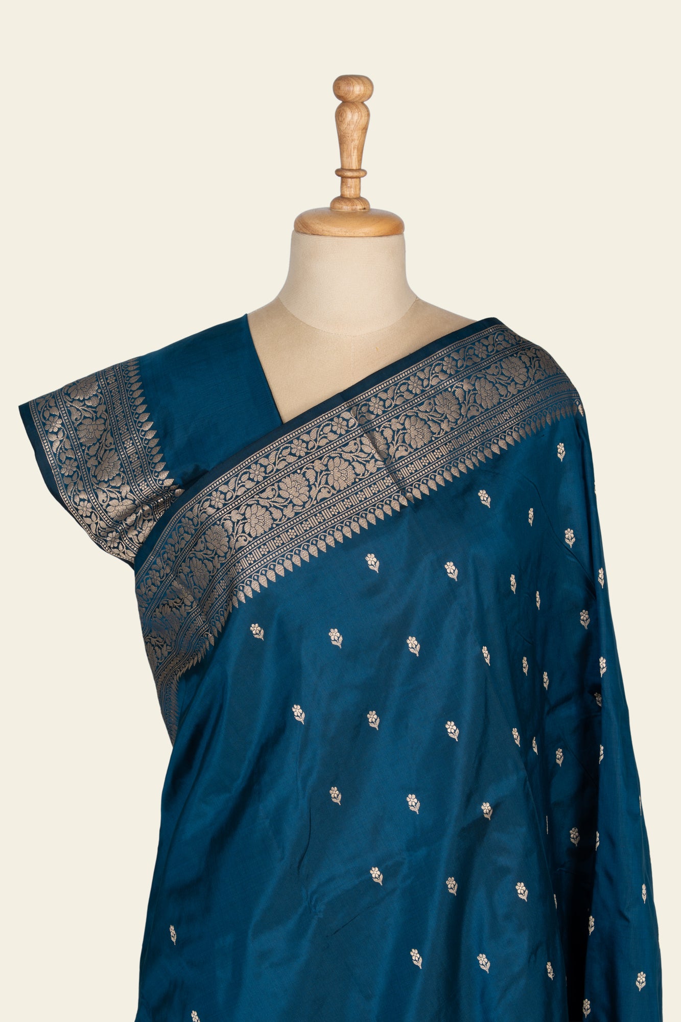 Teal Blue Kadhua Benarasi silk saree