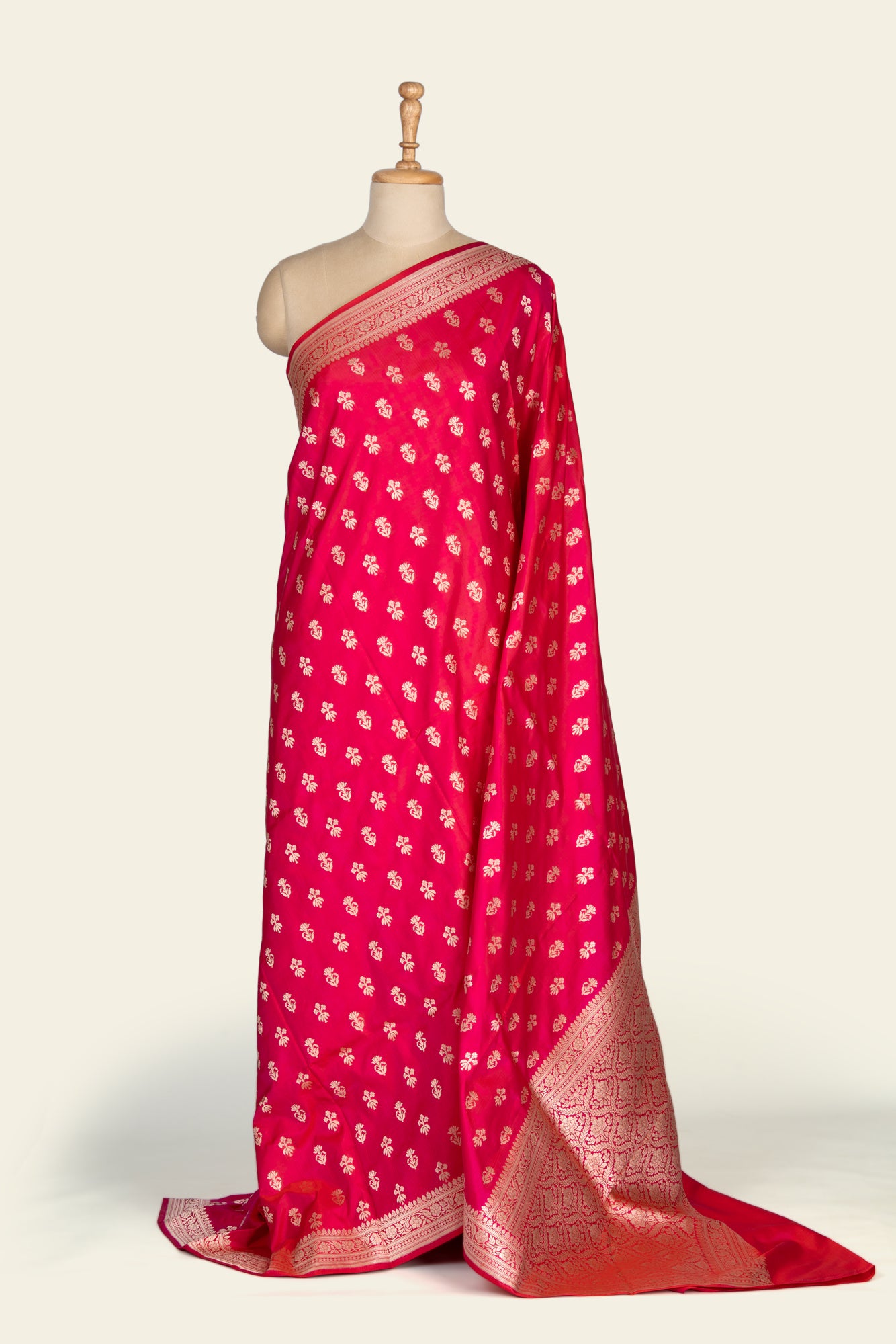 Bright Pink Phekua Benarasi silk saree