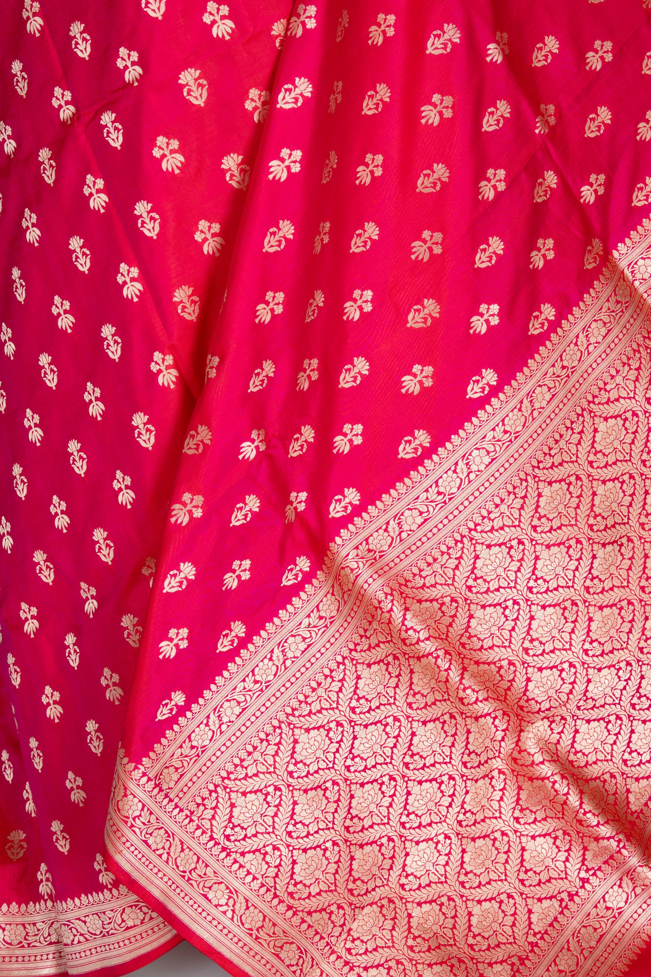 Bright Pink Phekua Benarasi silk saree